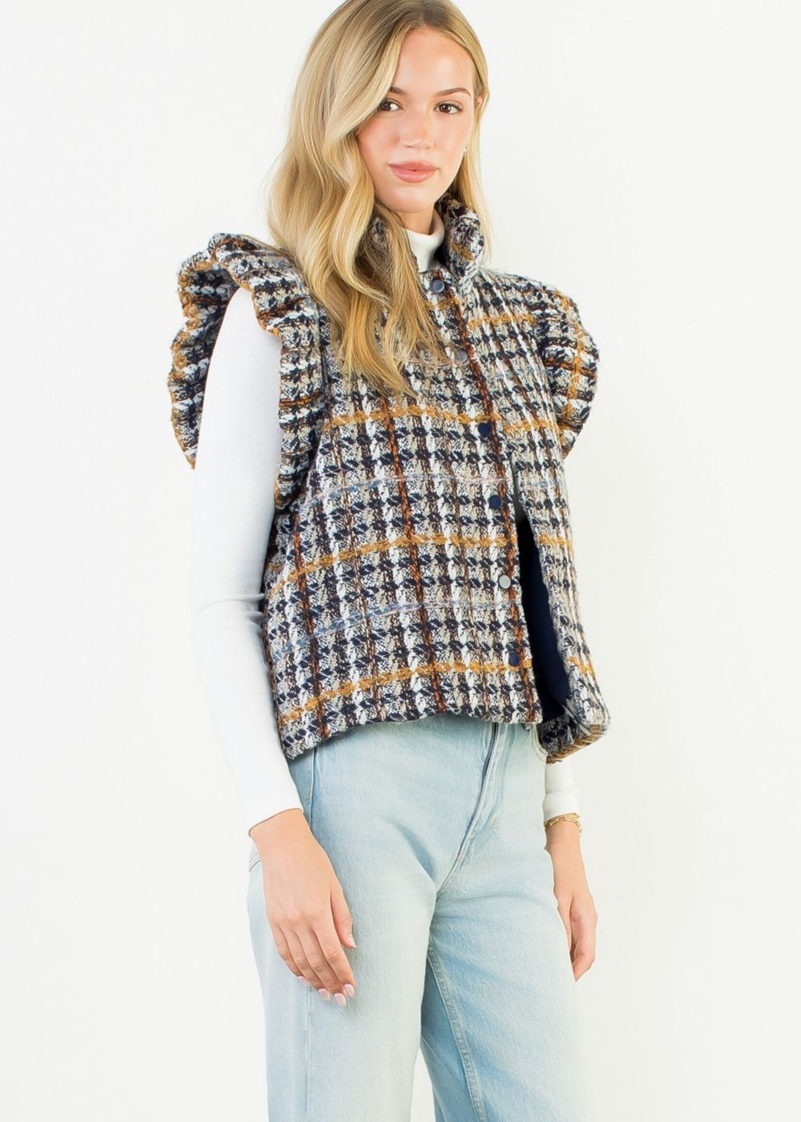 THML THML Plaid Tweed Vest