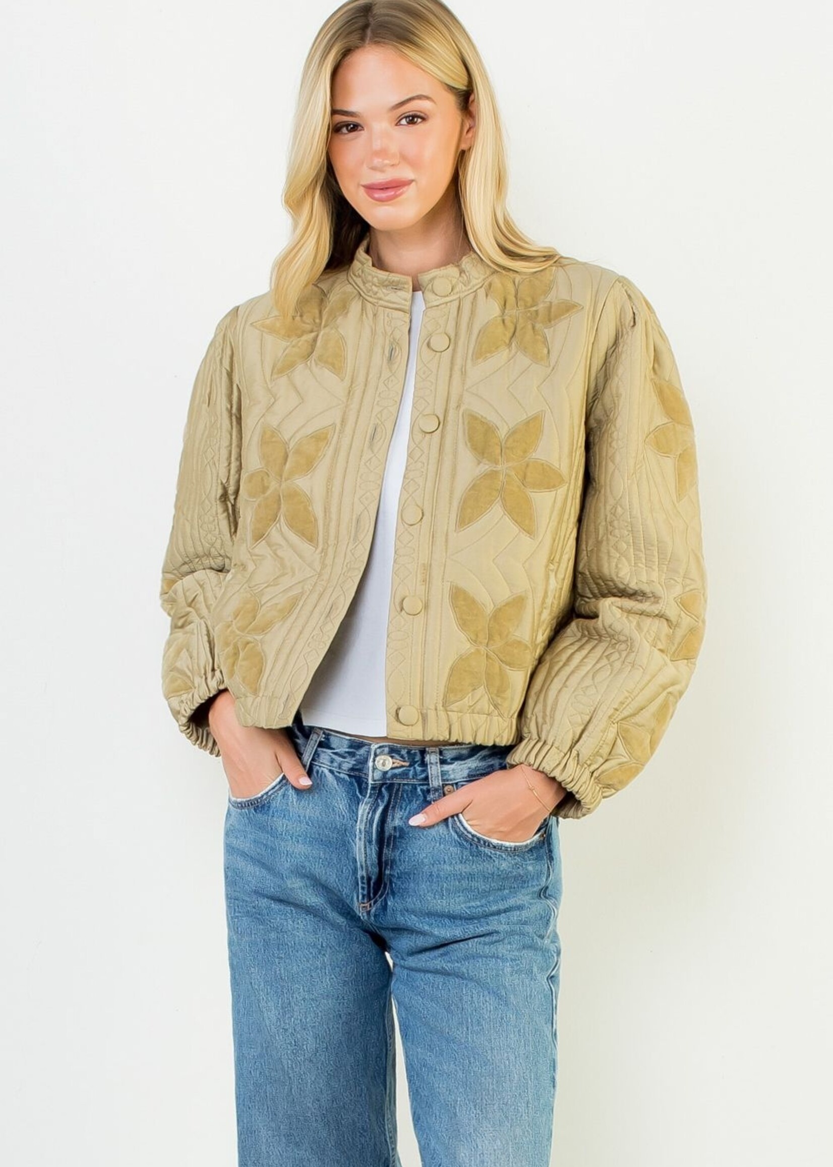 THML THML Velvet Flower Quilted Jacket