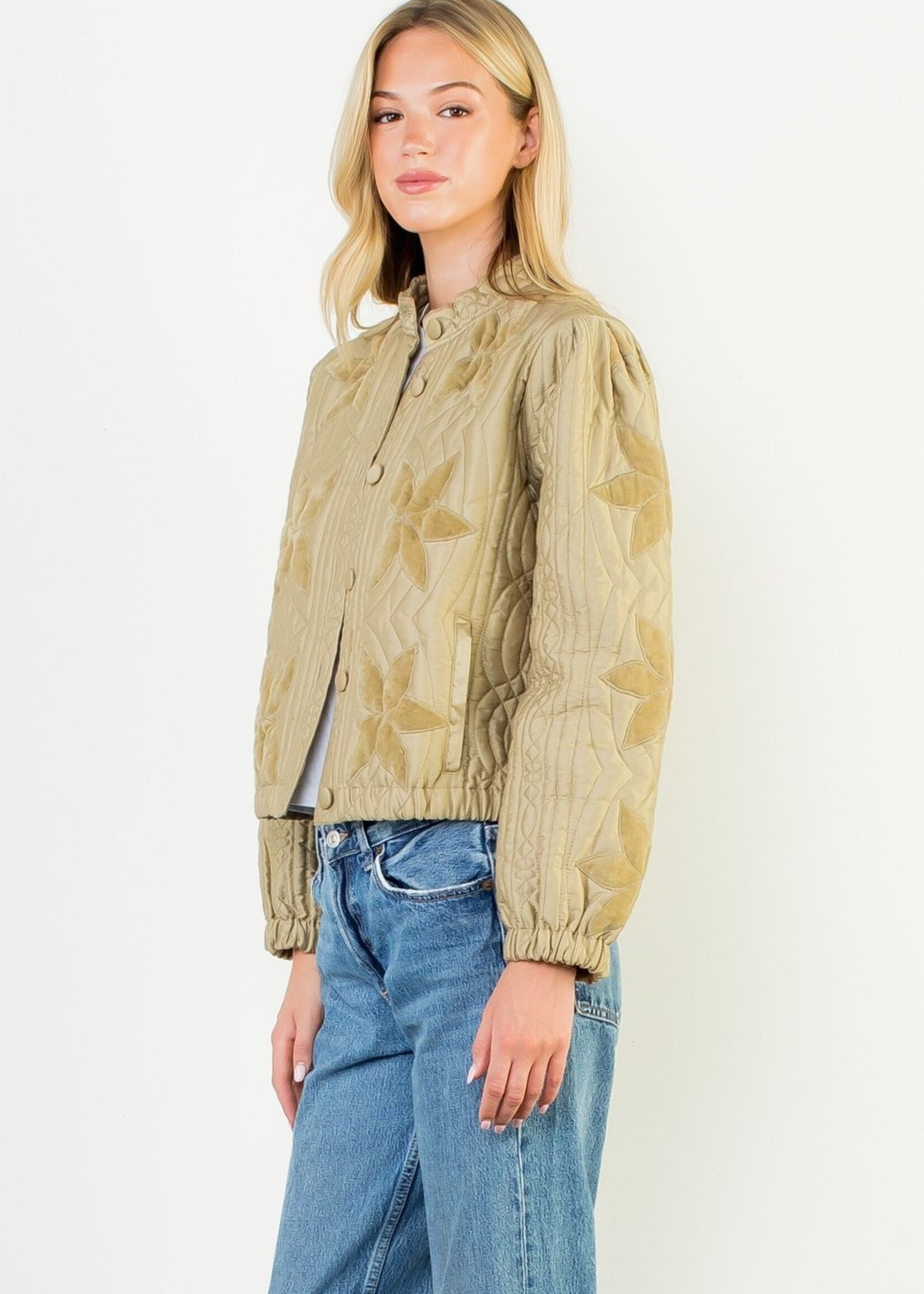 THML THML Velvet Flower Quilted Jacket