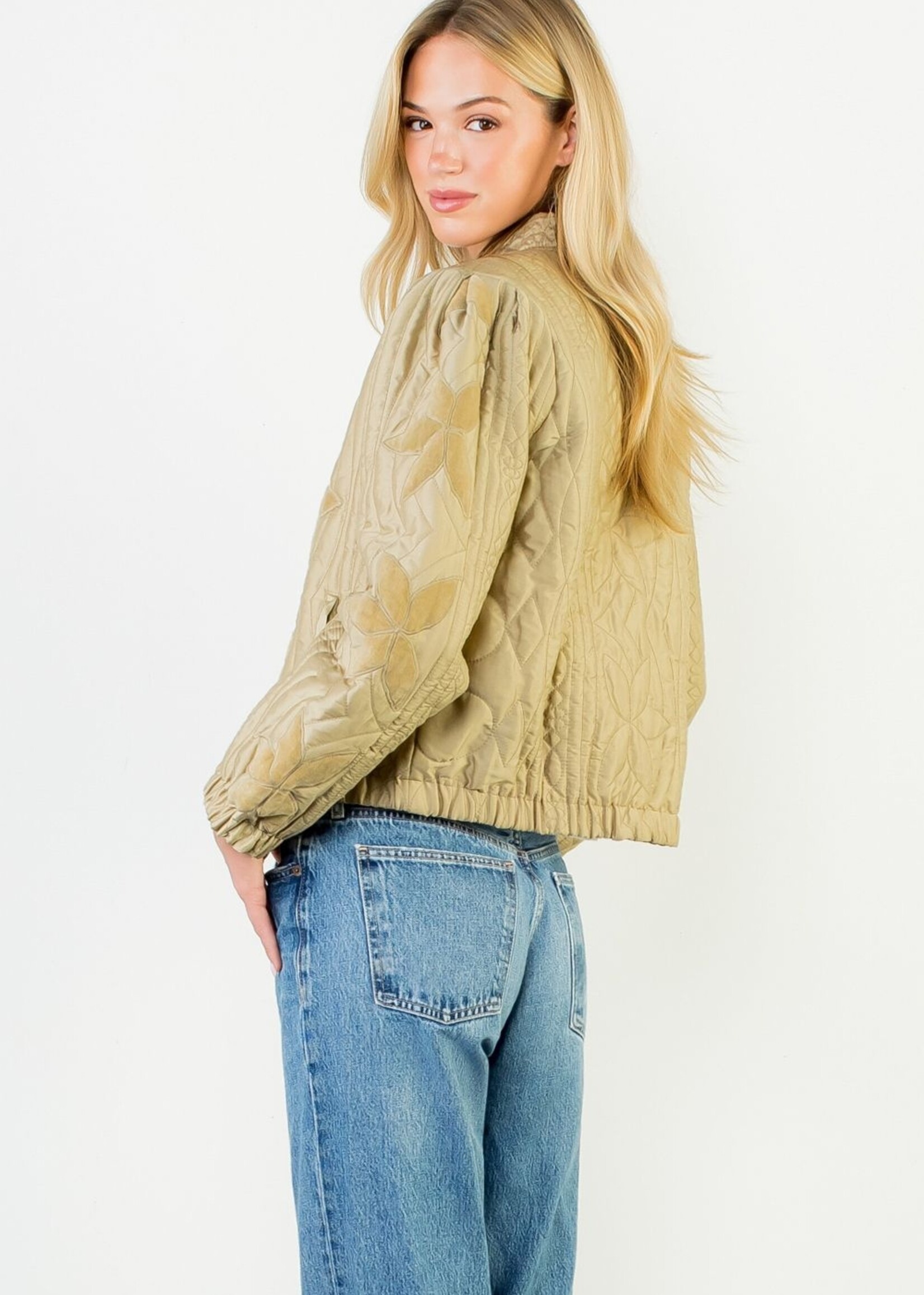 THML THML Velvet Flower Quilted Jacket