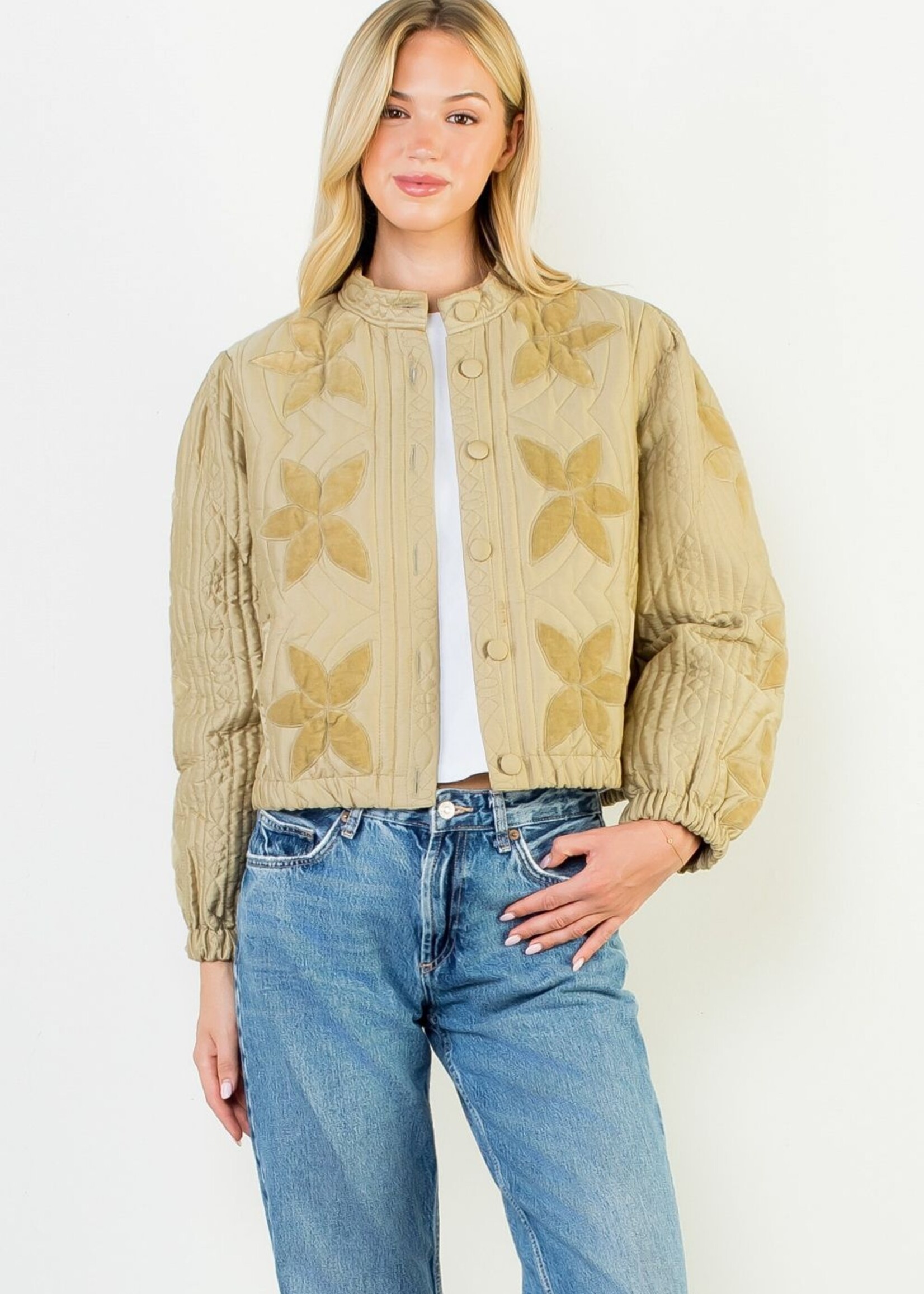 THML THML Velvet Flower Quilted Jacket