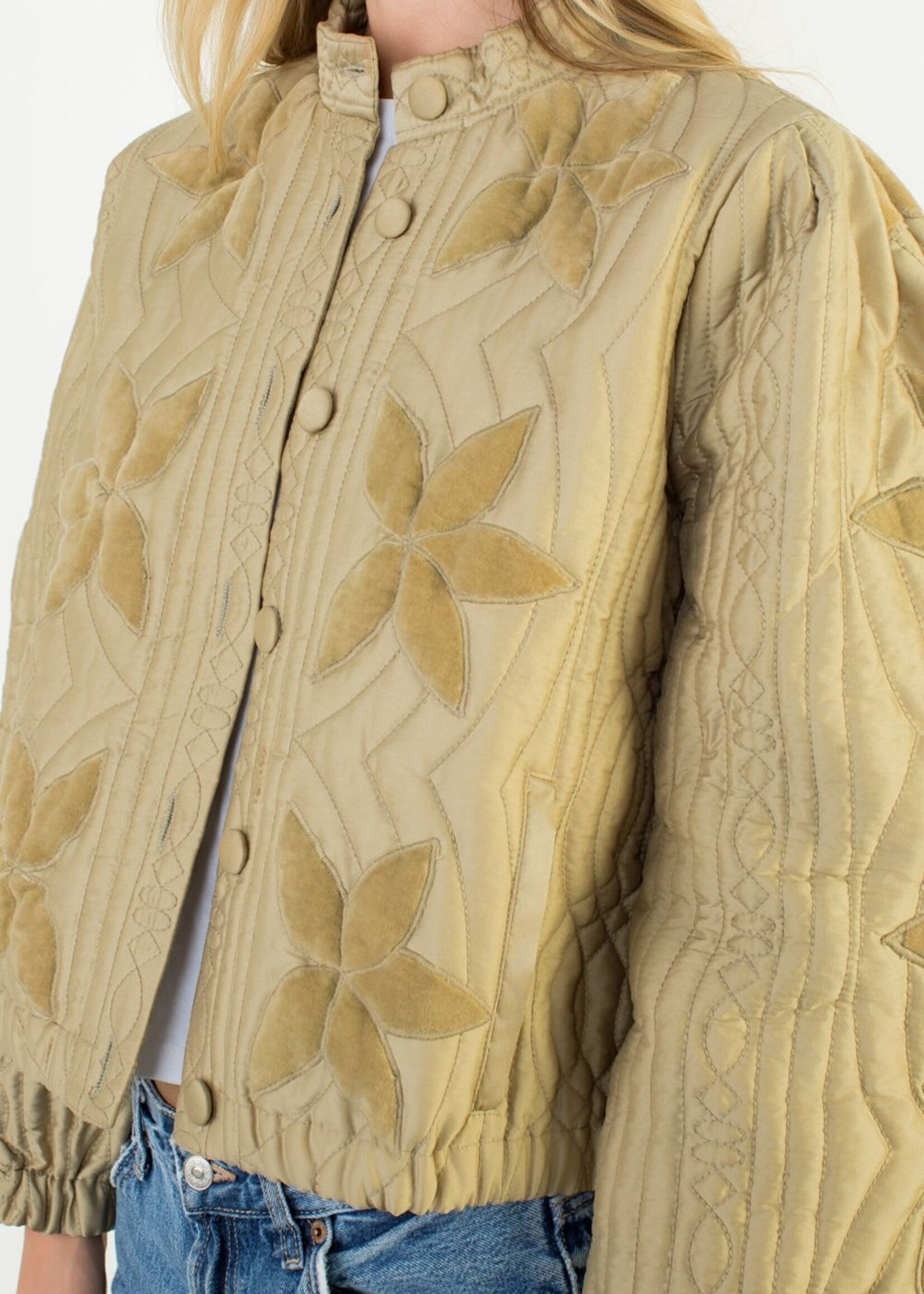 THML THML Velvet Flower Quilted Jacket