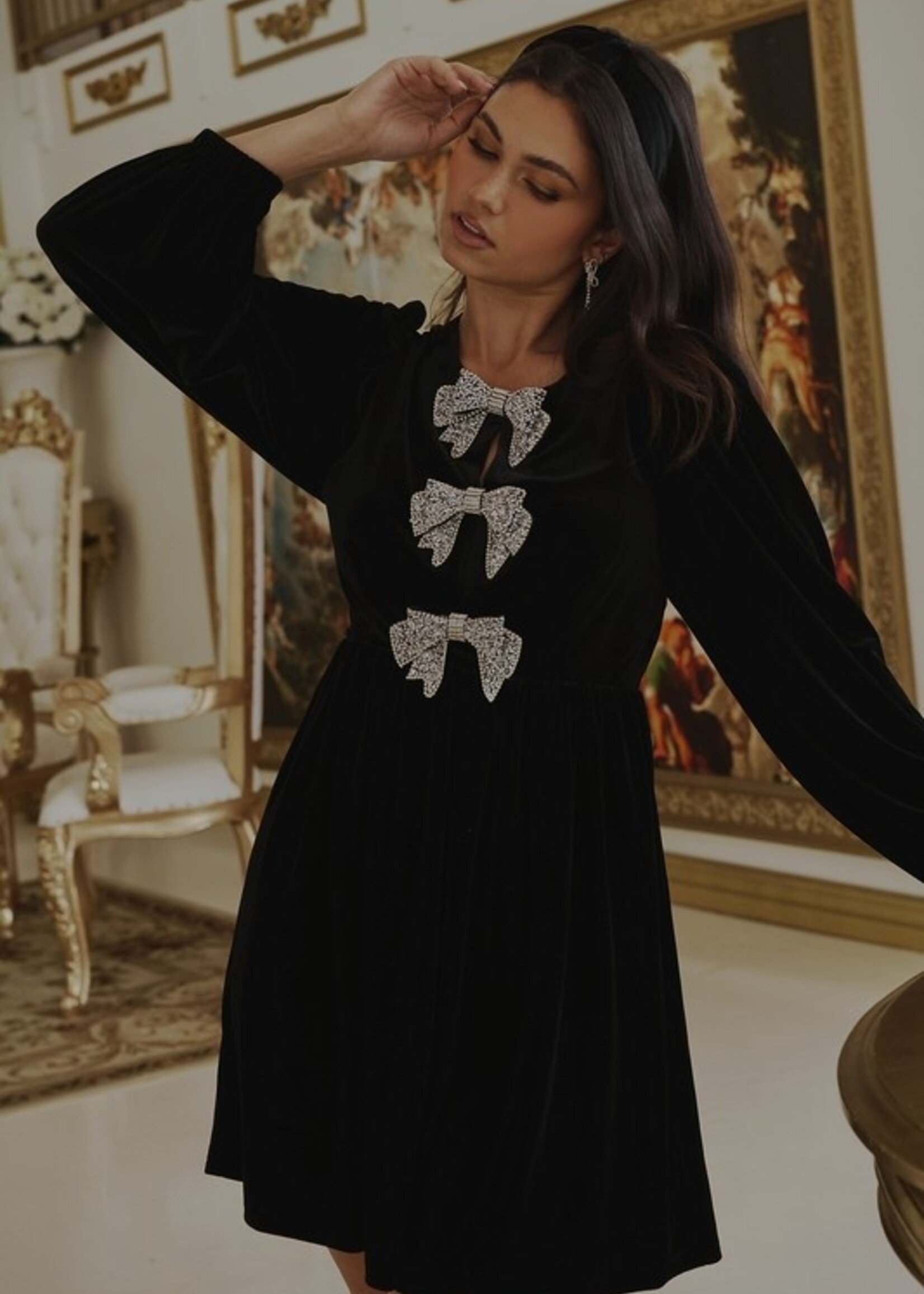 SL SL Velvet Bow Mini Dress