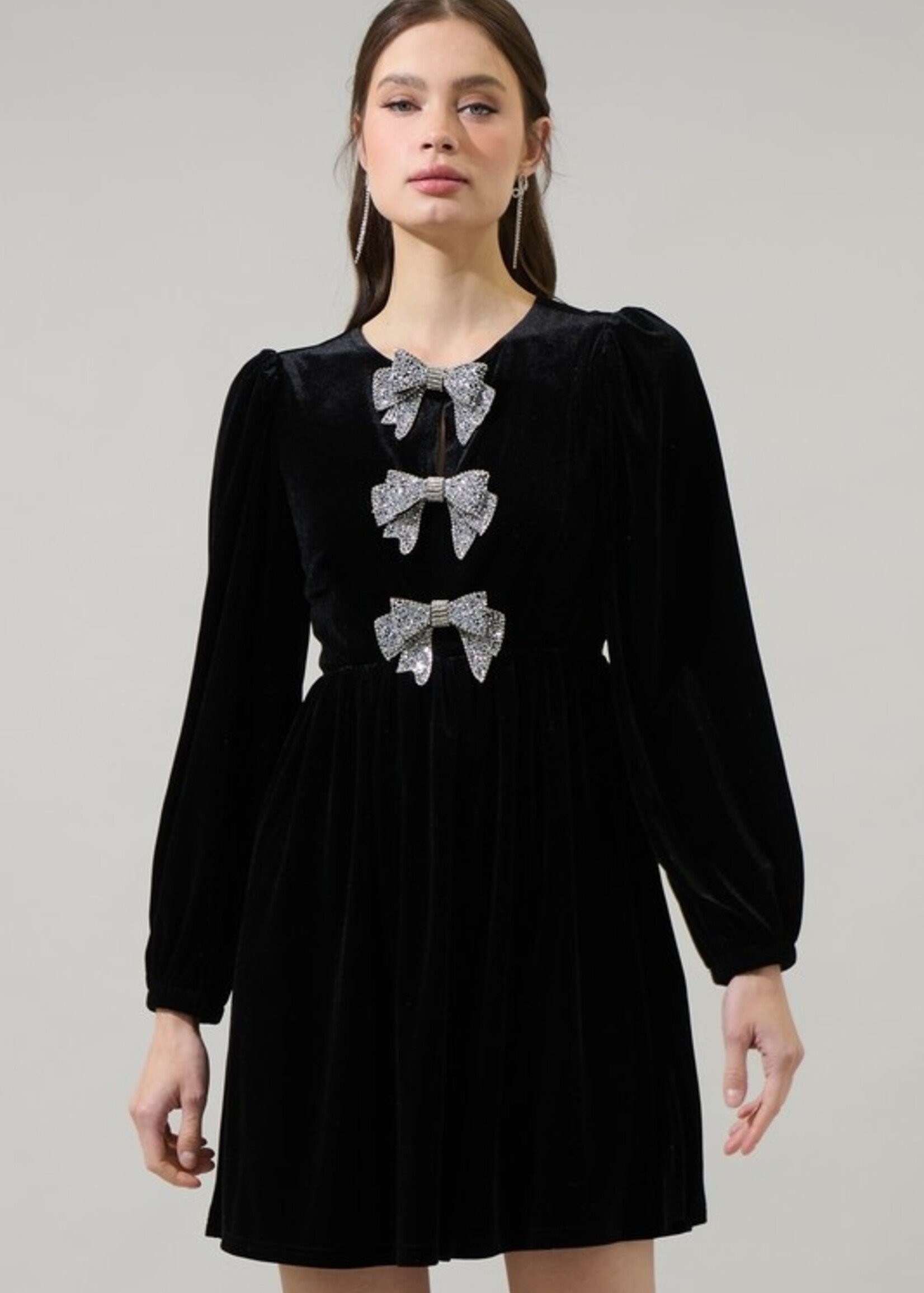 SL SL Velvet Bow Mini Dress