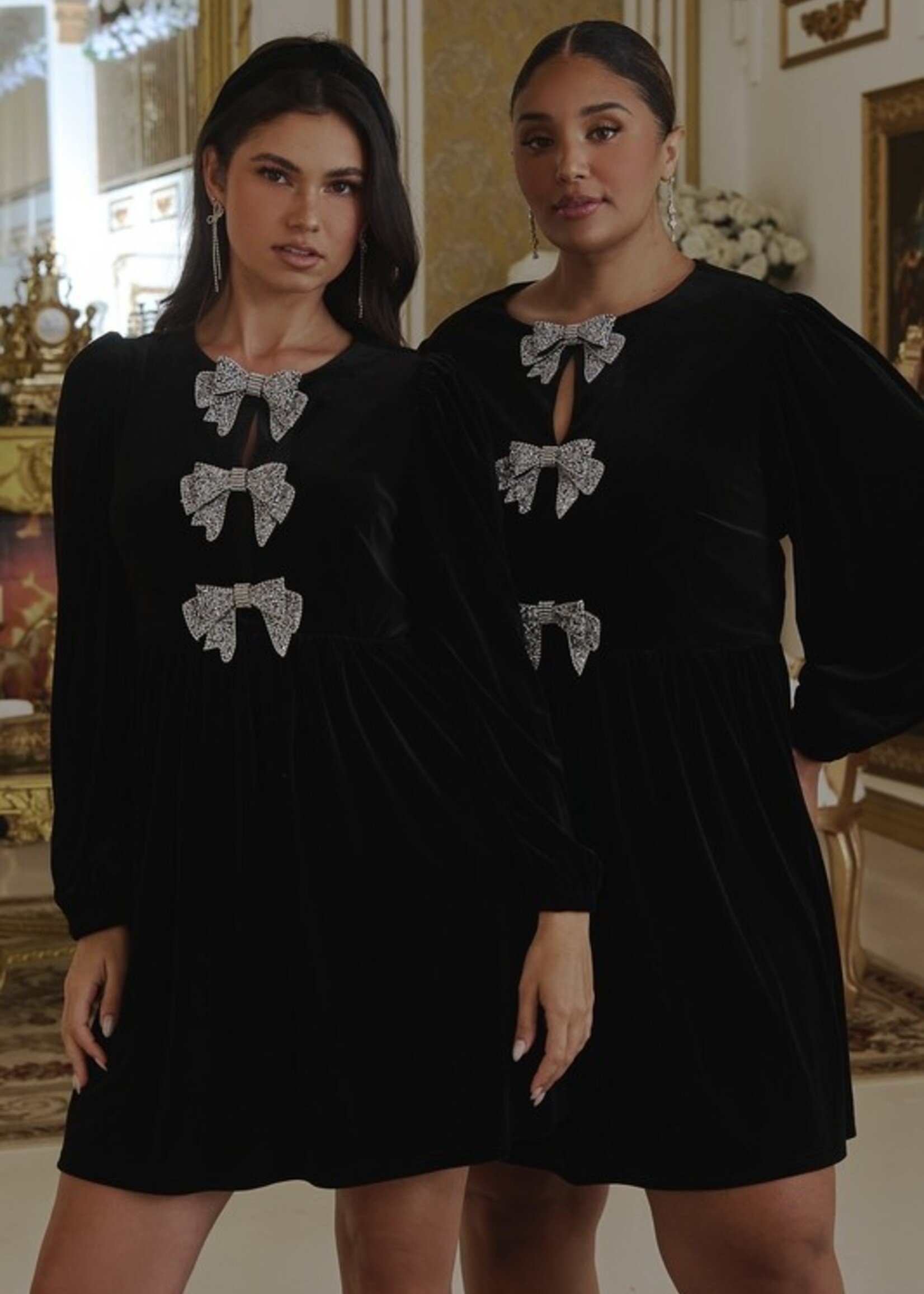 SL SL Velvet Bow Mini Dress