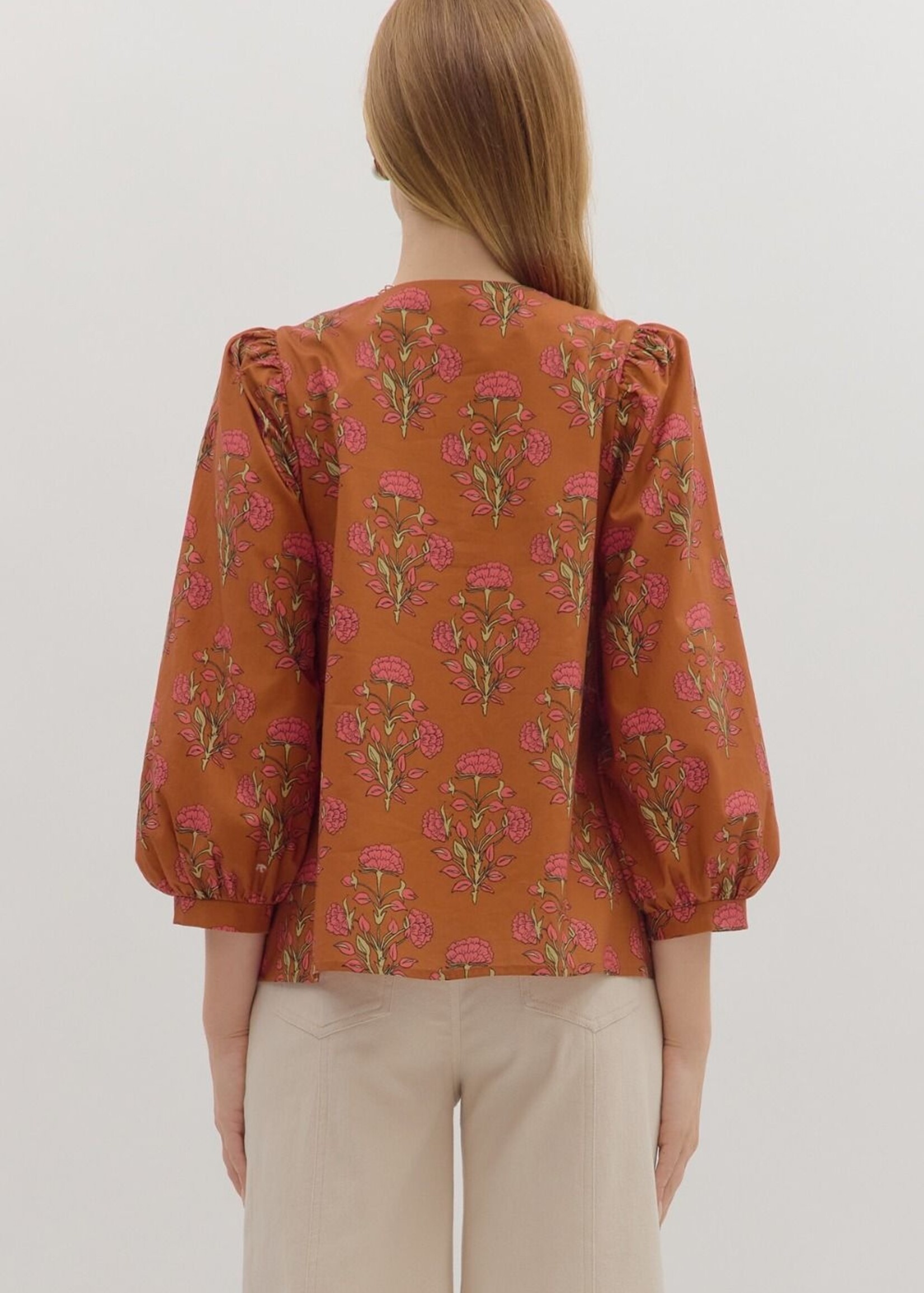 ETO ETO Floral Embroidered Trim Top