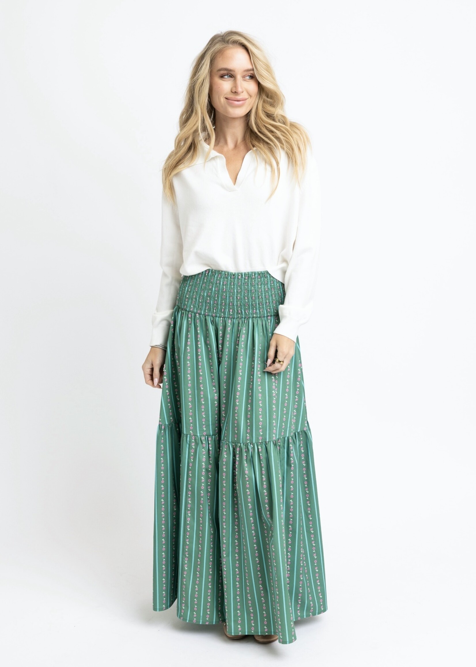 Karlie Karlie Smock Waist Midi Skirt