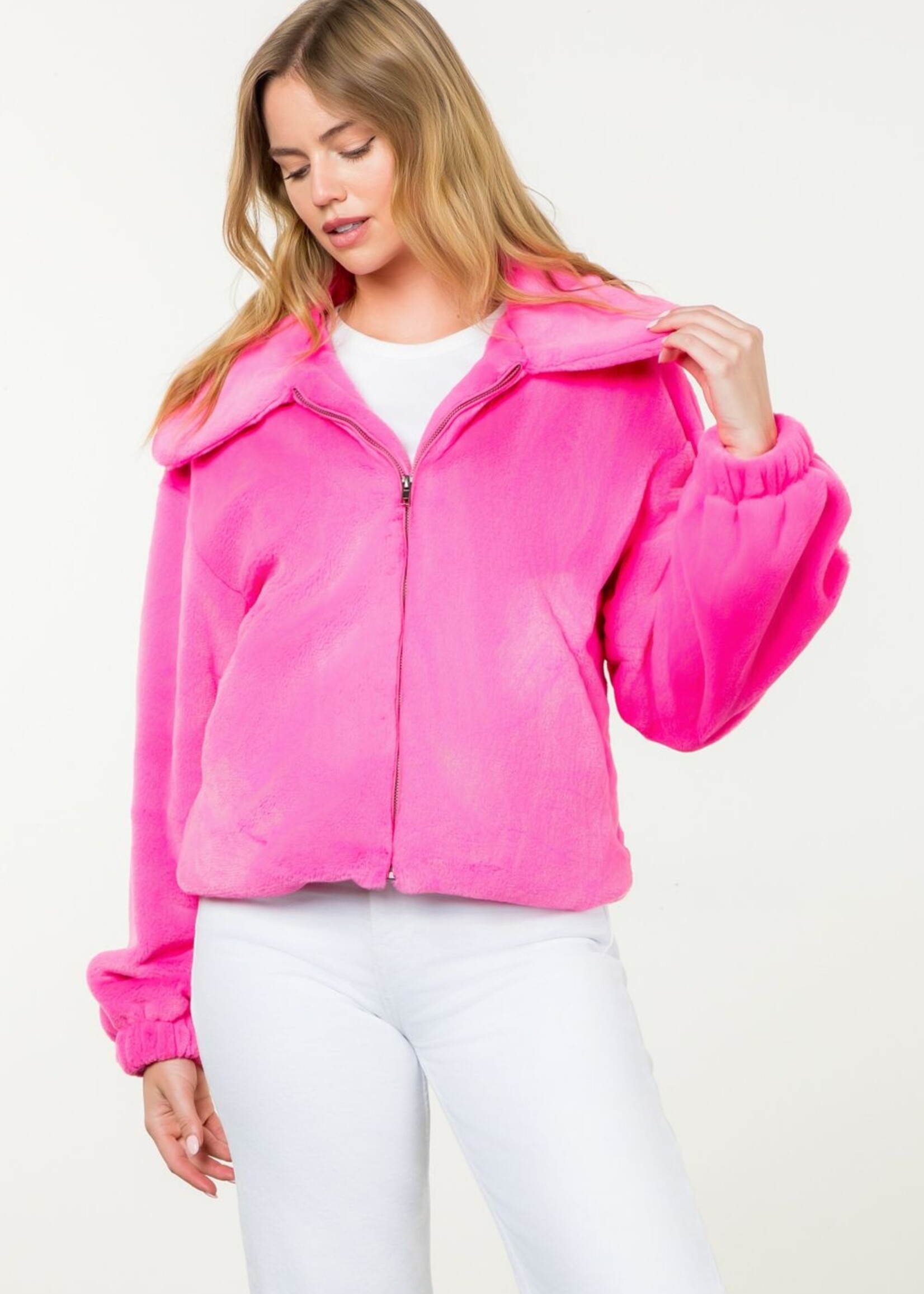 THML THML Zip Up Fur Jacket