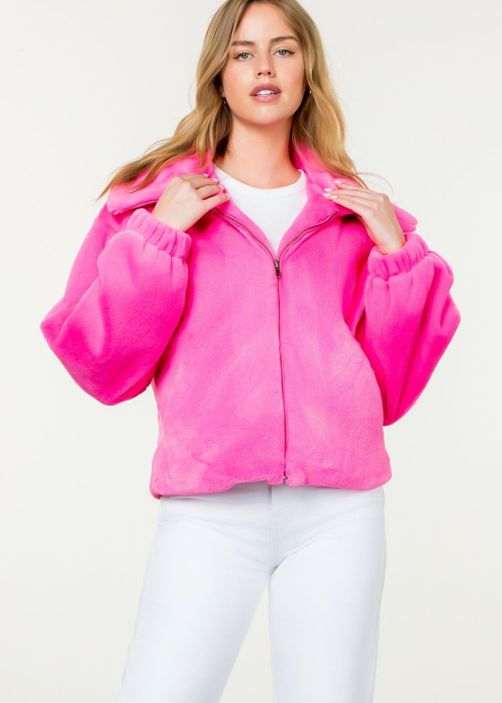 THML THML Zip Up Fur Jacket