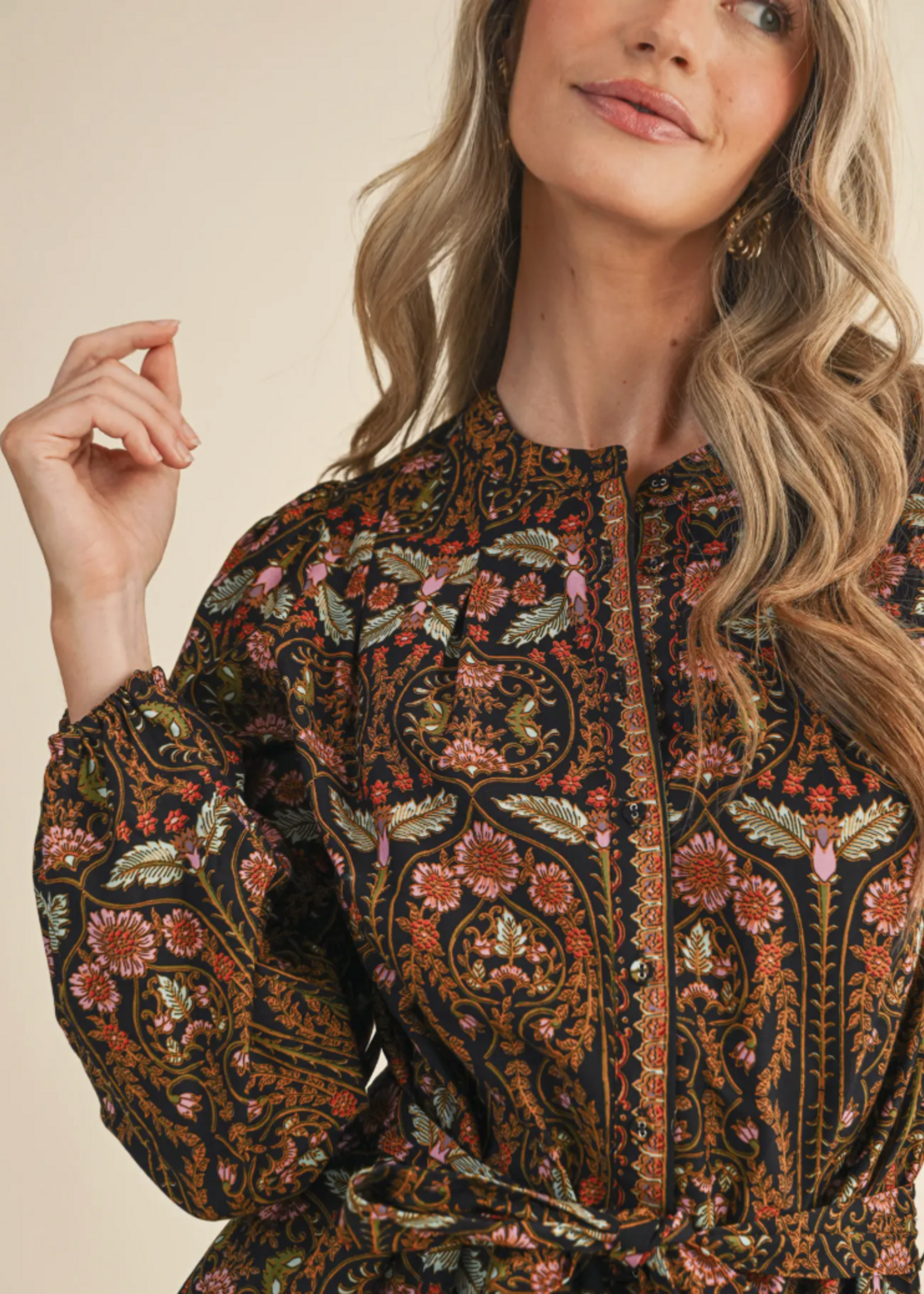 Merci Merci Floral Button Belted Dress