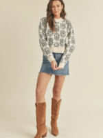 Merci Merci Floral Pattern Knit Sweater