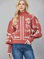 FT Fate Balloon Slve Mock Neck Sweater