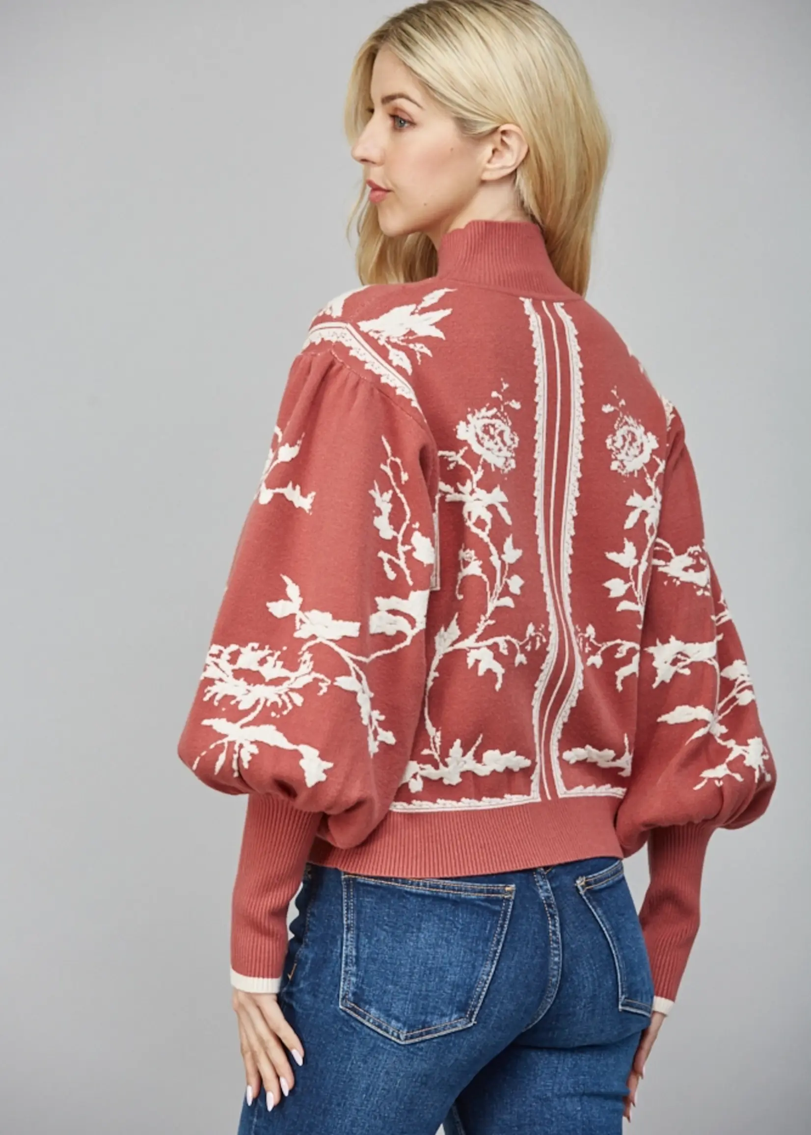 FT Fate Balloon Slve Mock Neck Sweater