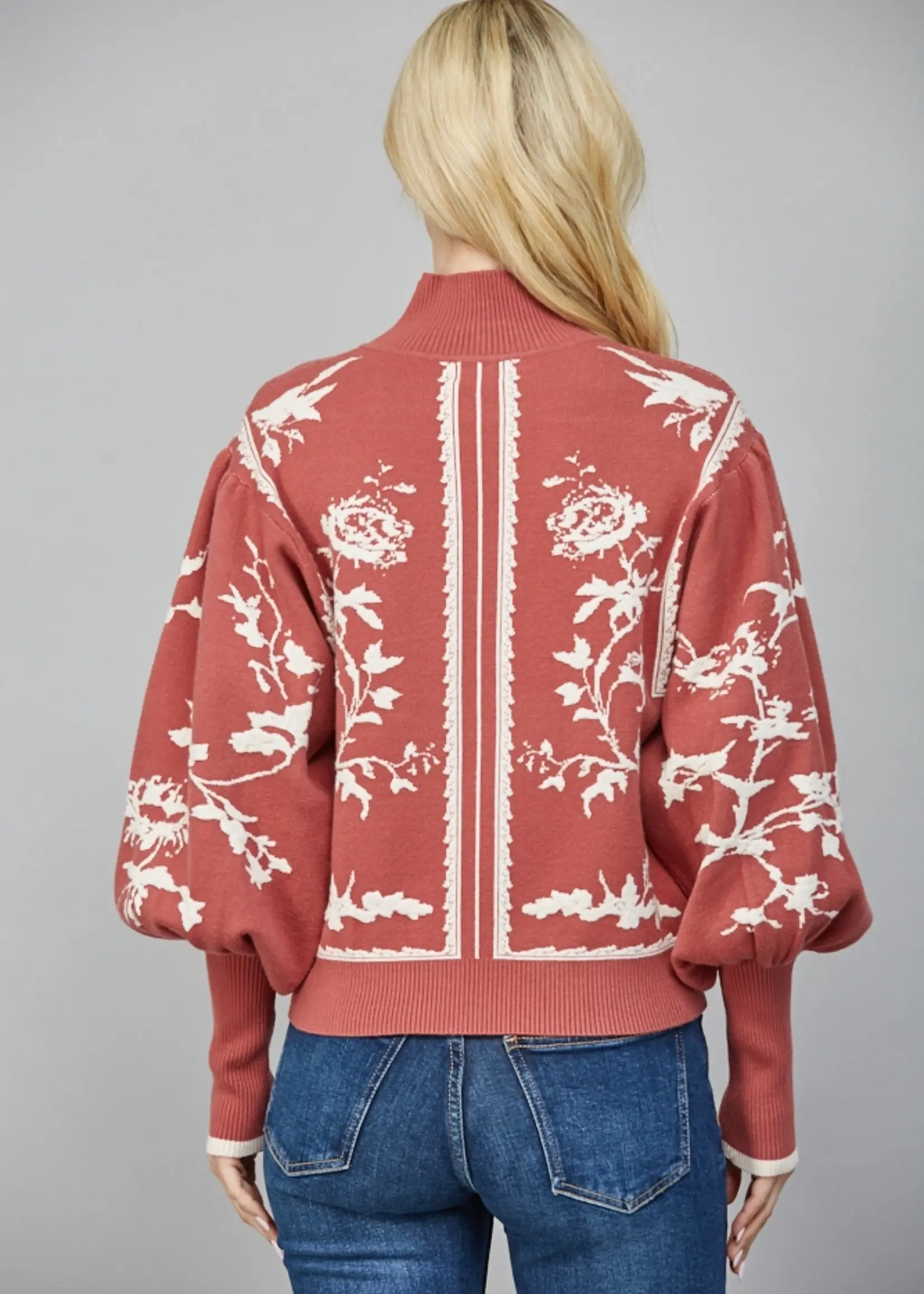 FT Fate Balloon Slve Mock Neck Sweater