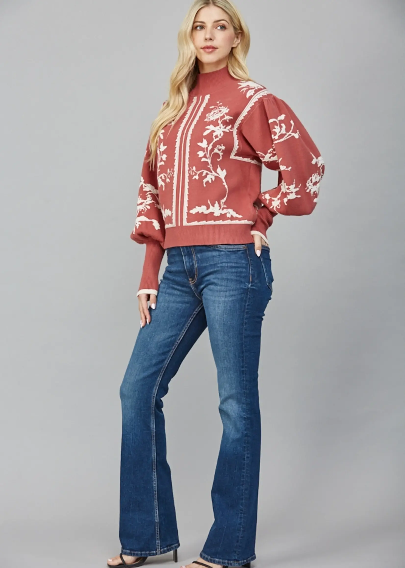 FT Fate Balloon Slve Mock Neck Sweater