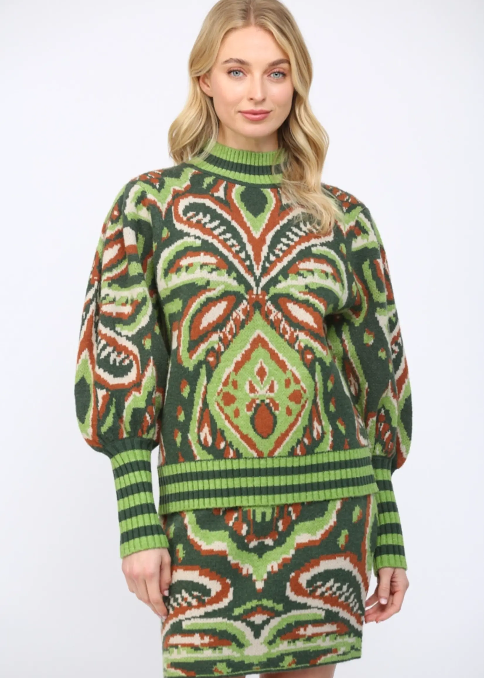 FT Fate Jacquard Puff Slv Sweater