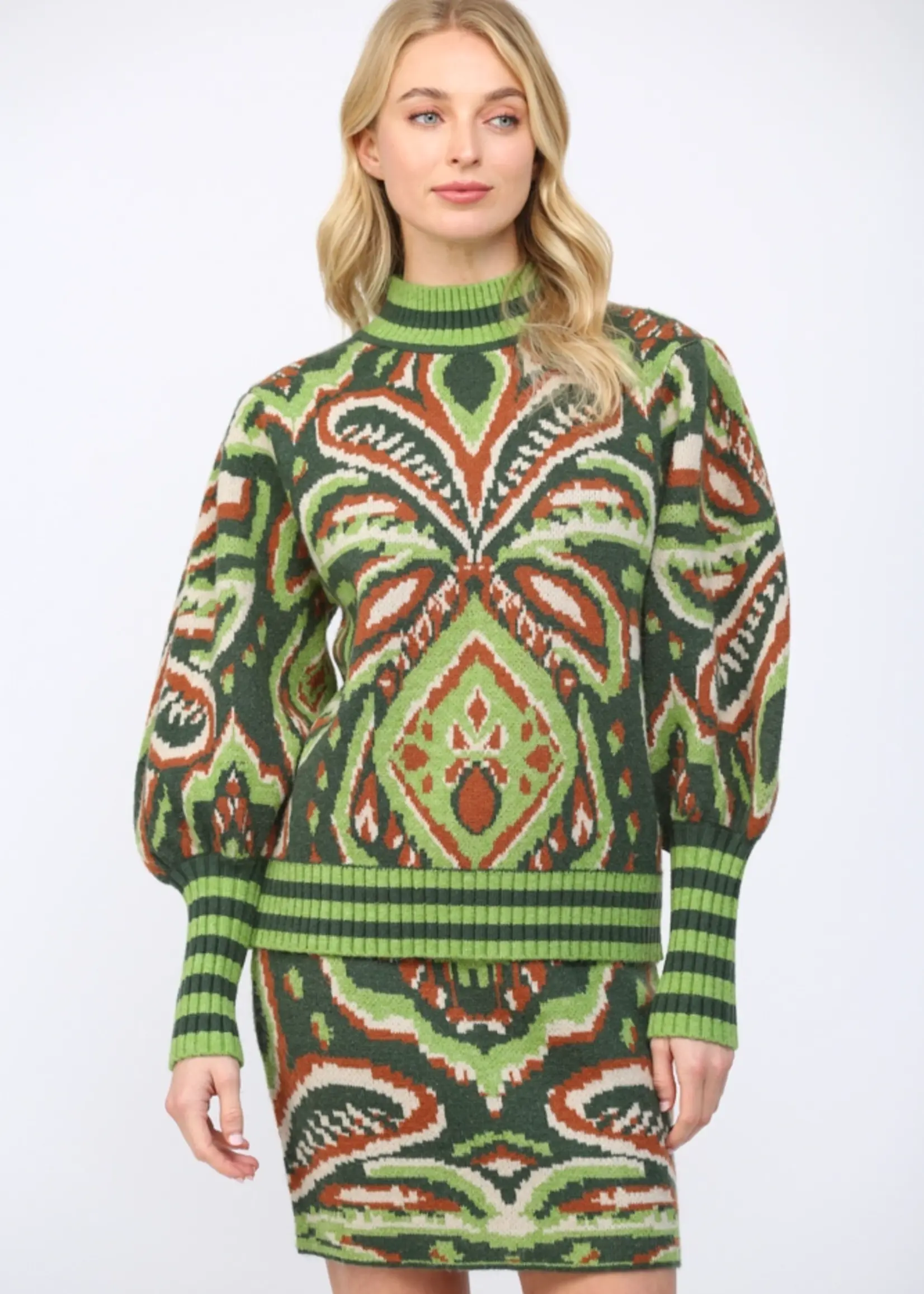 FT Fate Jacquard Puff Slv Sweater