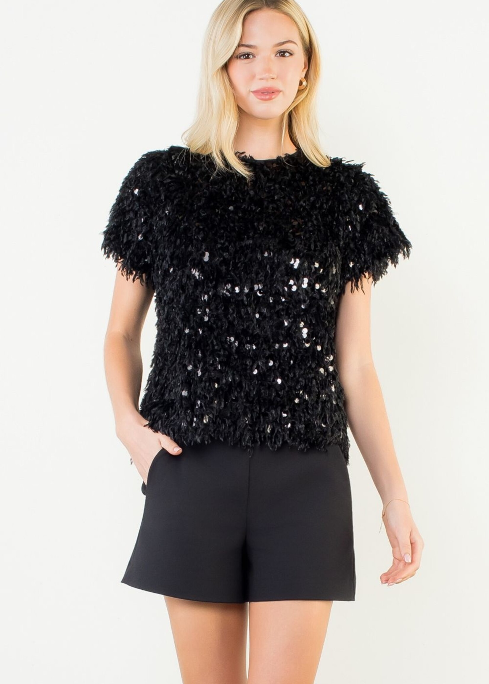 TMHL THML Fluffy Sequin Top