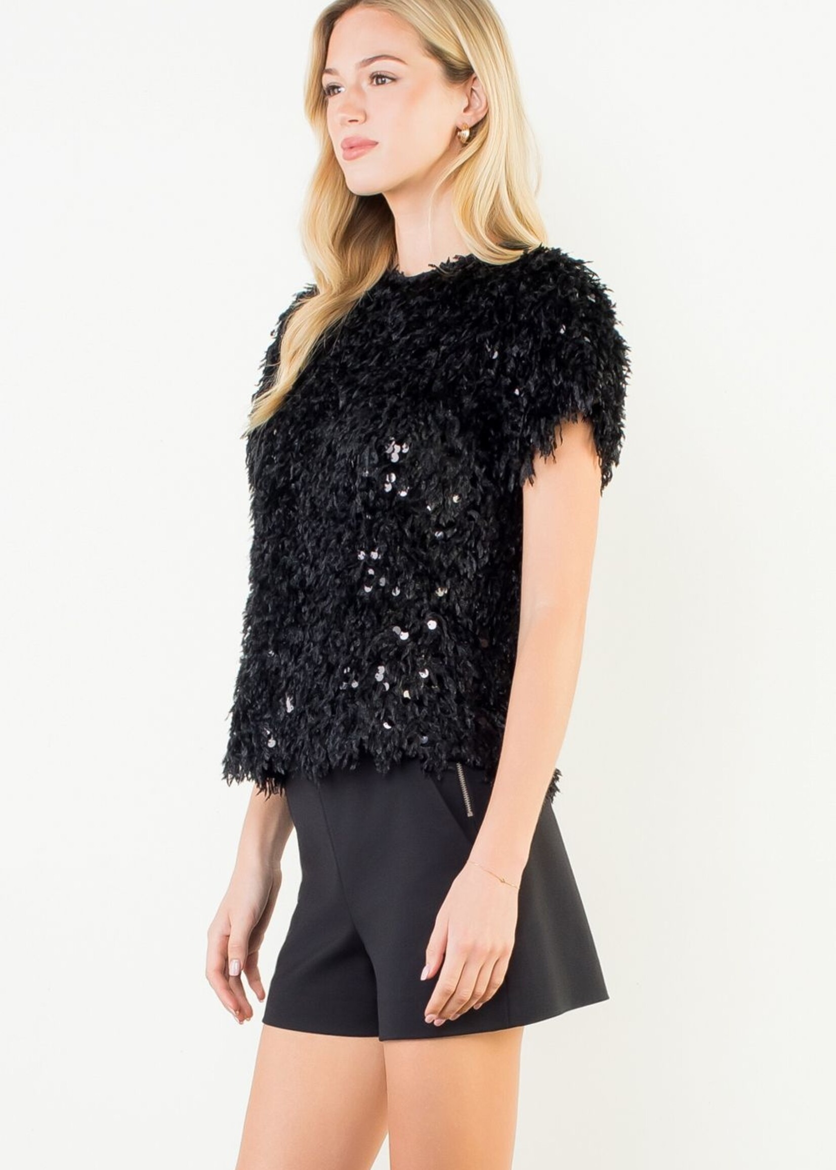 TMHL THML Fluffy Sequin Top
