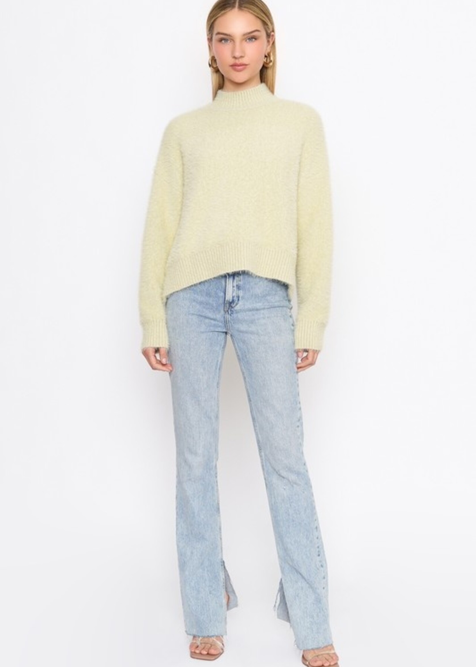 Delly Delly Fuzzy Moch Neck Sweater