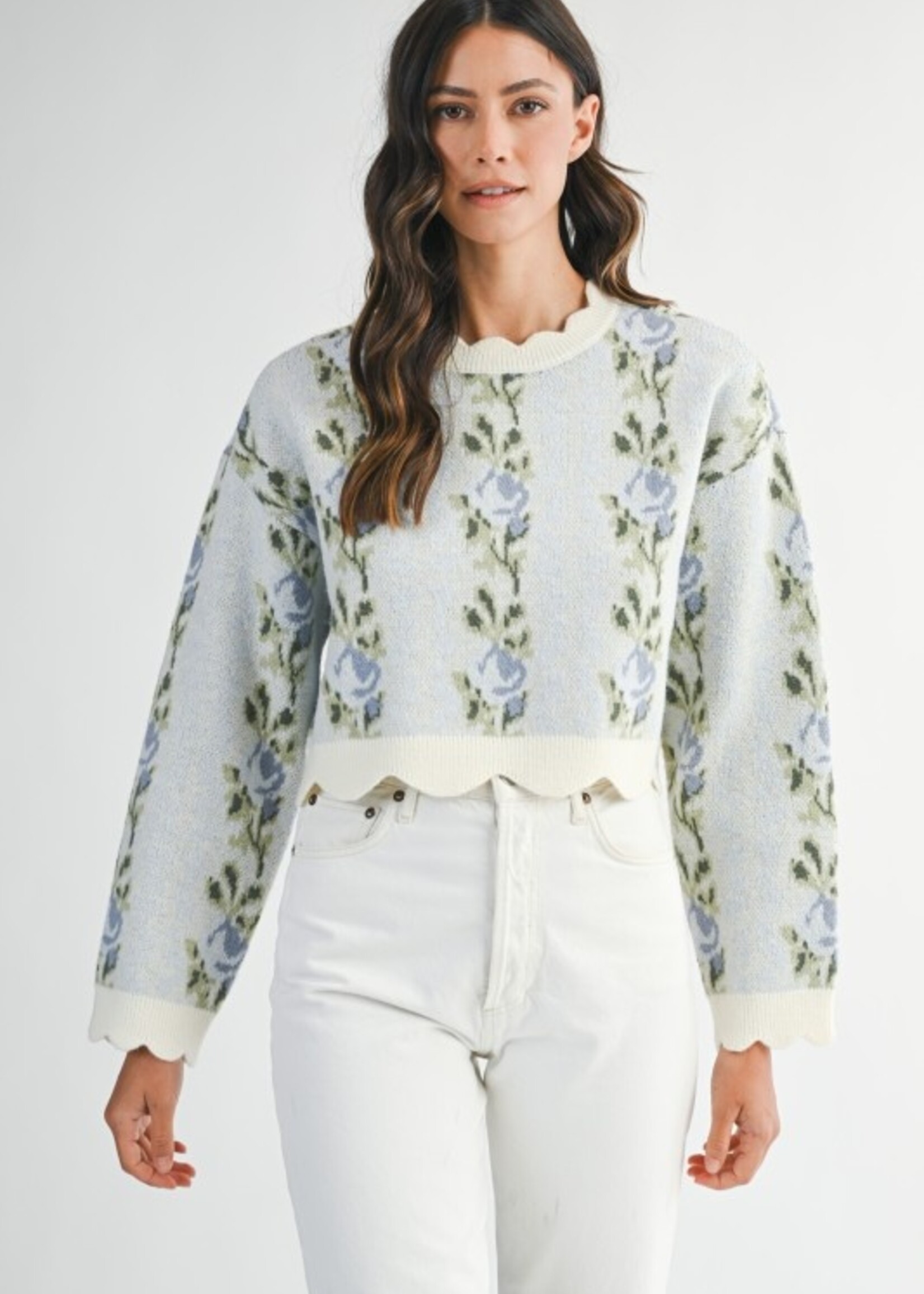 MBL MBL Floral Scallop Sweater