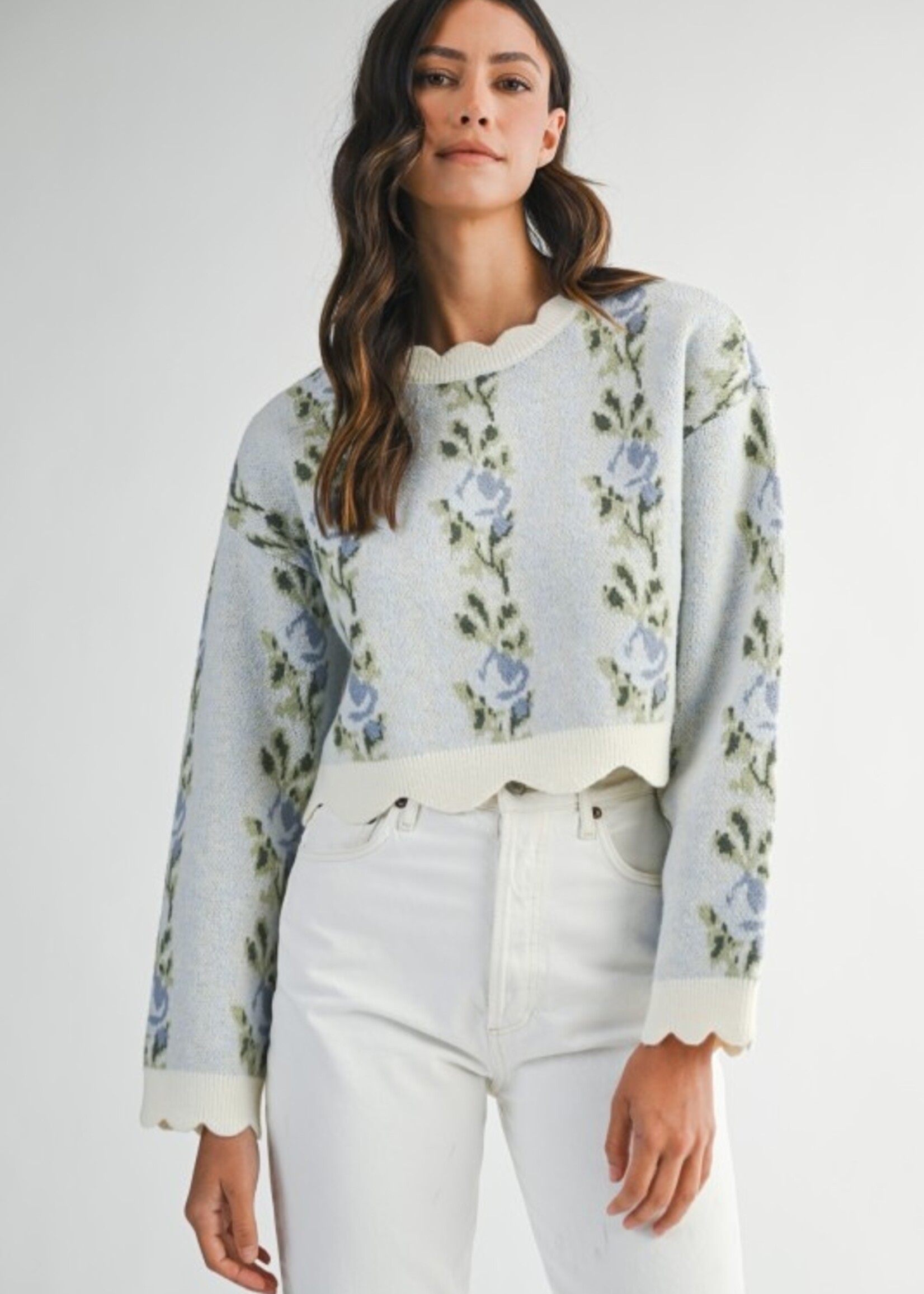 MBL MBL Floral Scallop Sweater