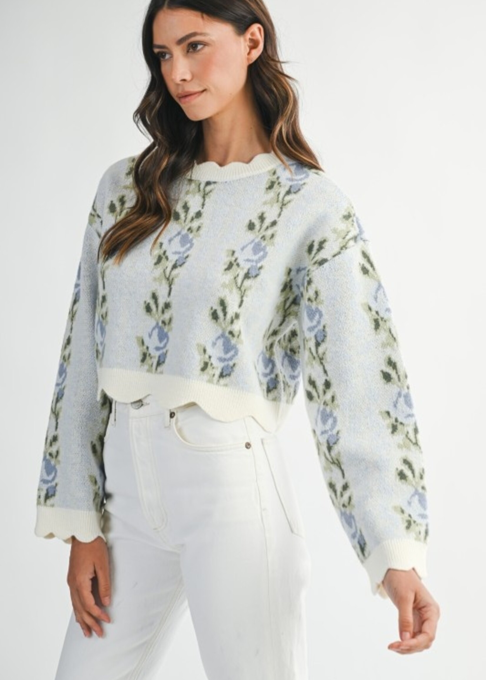 MBL MBL Floral Scallop Sweater