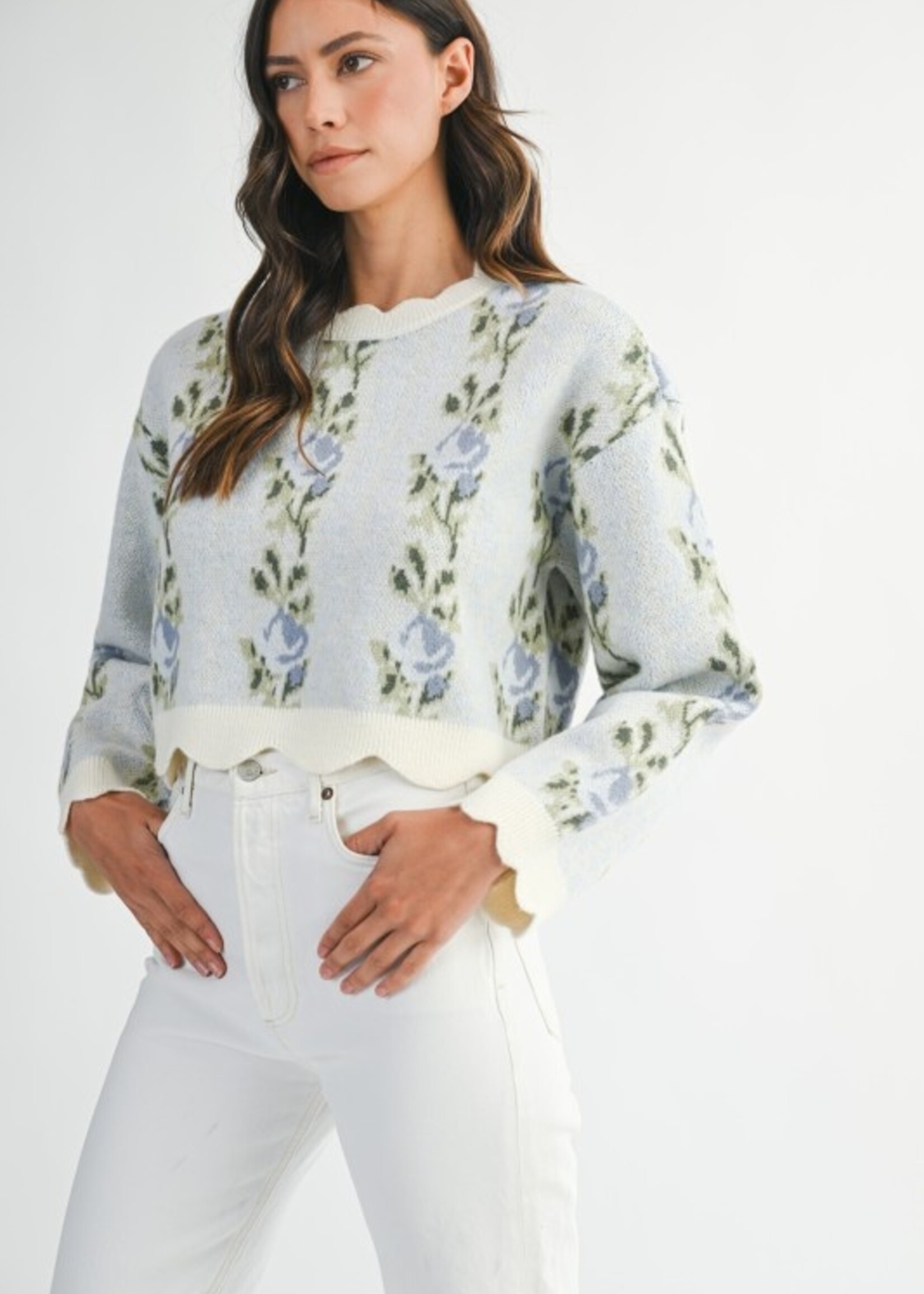 MBL MBL Floral Scallop Sweater