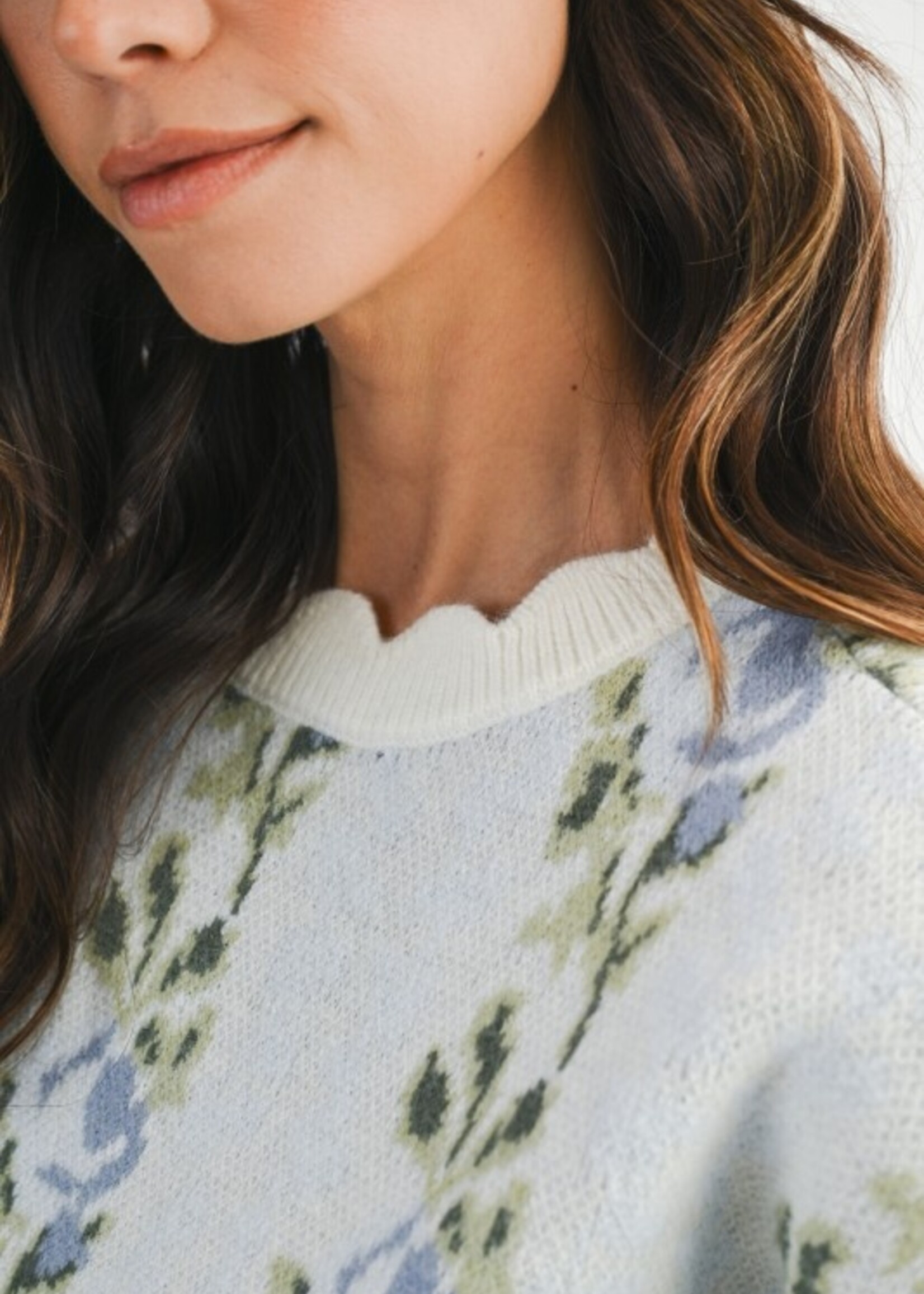 MBL MBL Floral Scallop Sweater