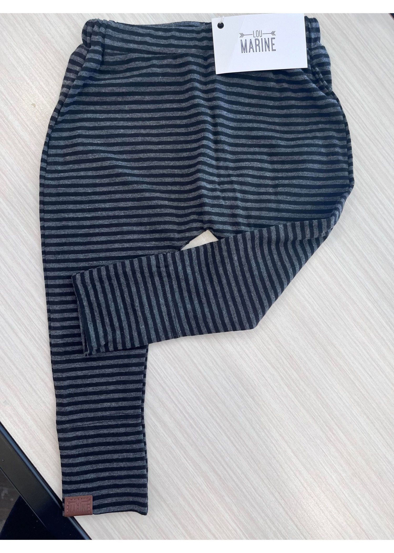 Lou Marine || Pantalon Évolutif Noir rayé 6-12 mois