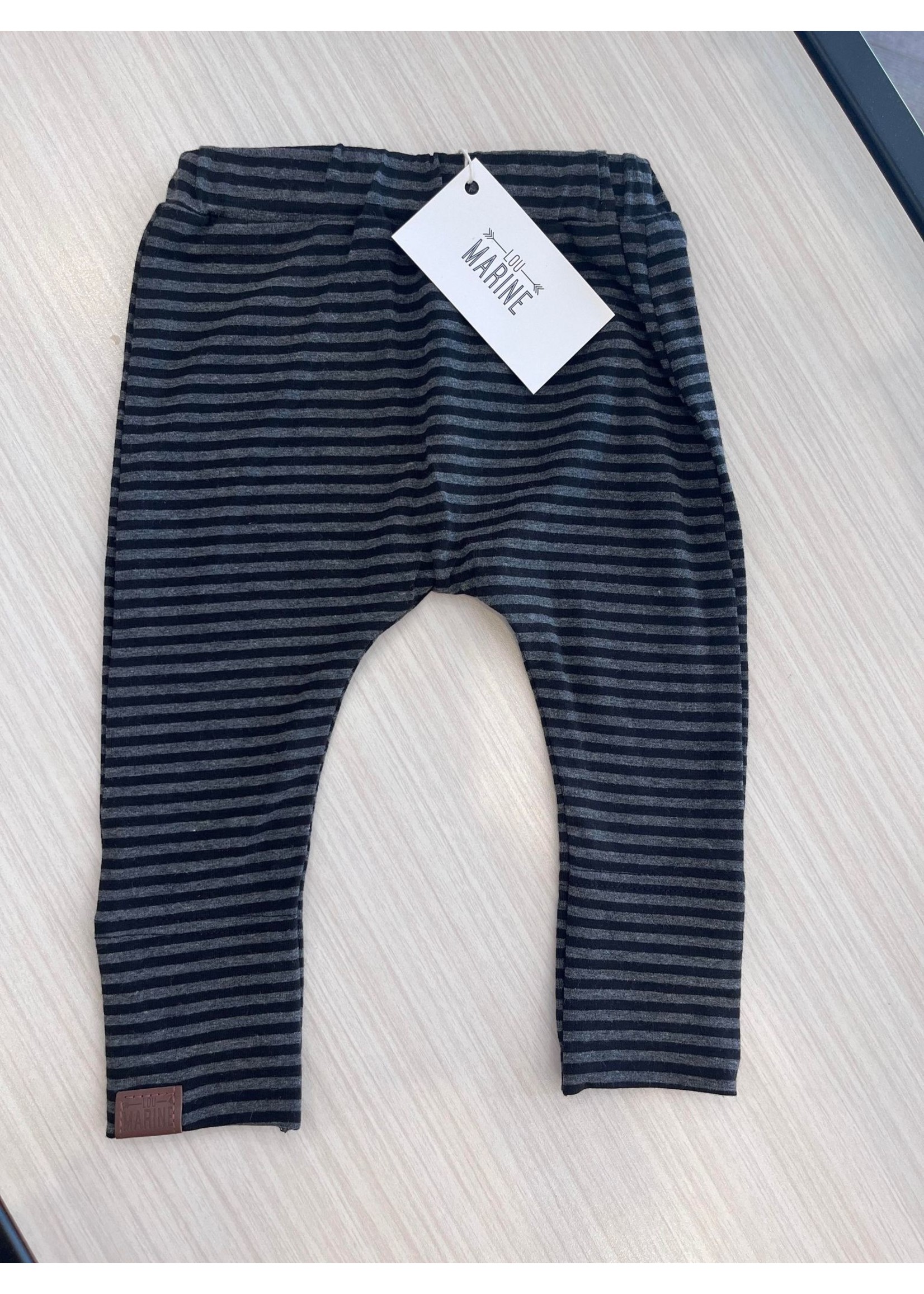 Lou Marine || Pantalon Évolutif Noir rayé  1-2 ans