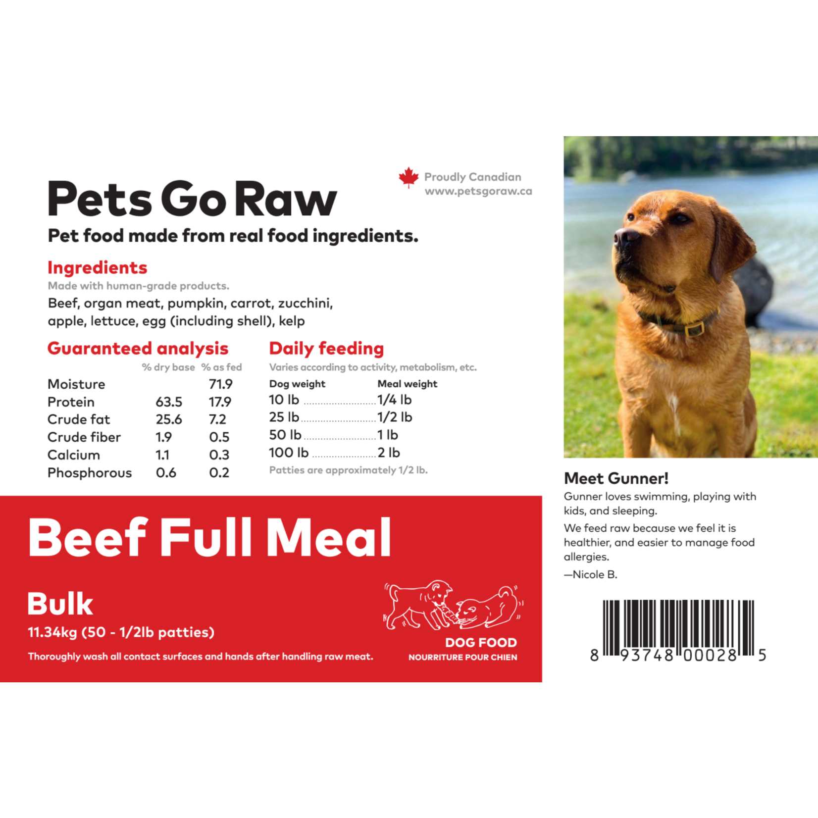 Pets Go Raw Beef Full Meal - 24lb Bulk