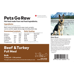 Pets Go Raw Beef/Turkey Blend Full Meal - 25lb Bulk