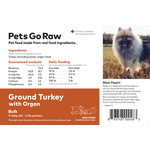 Pets Go Raw Ground Turkey with Organ Meat - 25lb Bulk