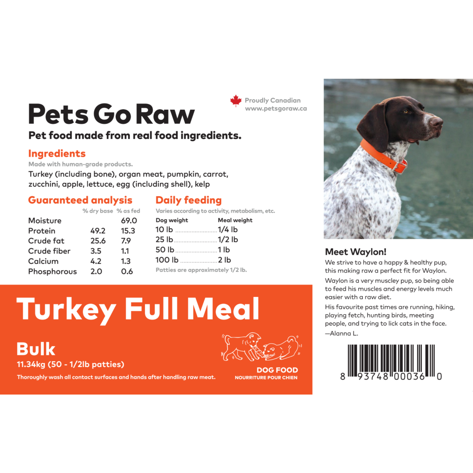 Pets Go Raw Turkey Full Meal - 24lb Bulk