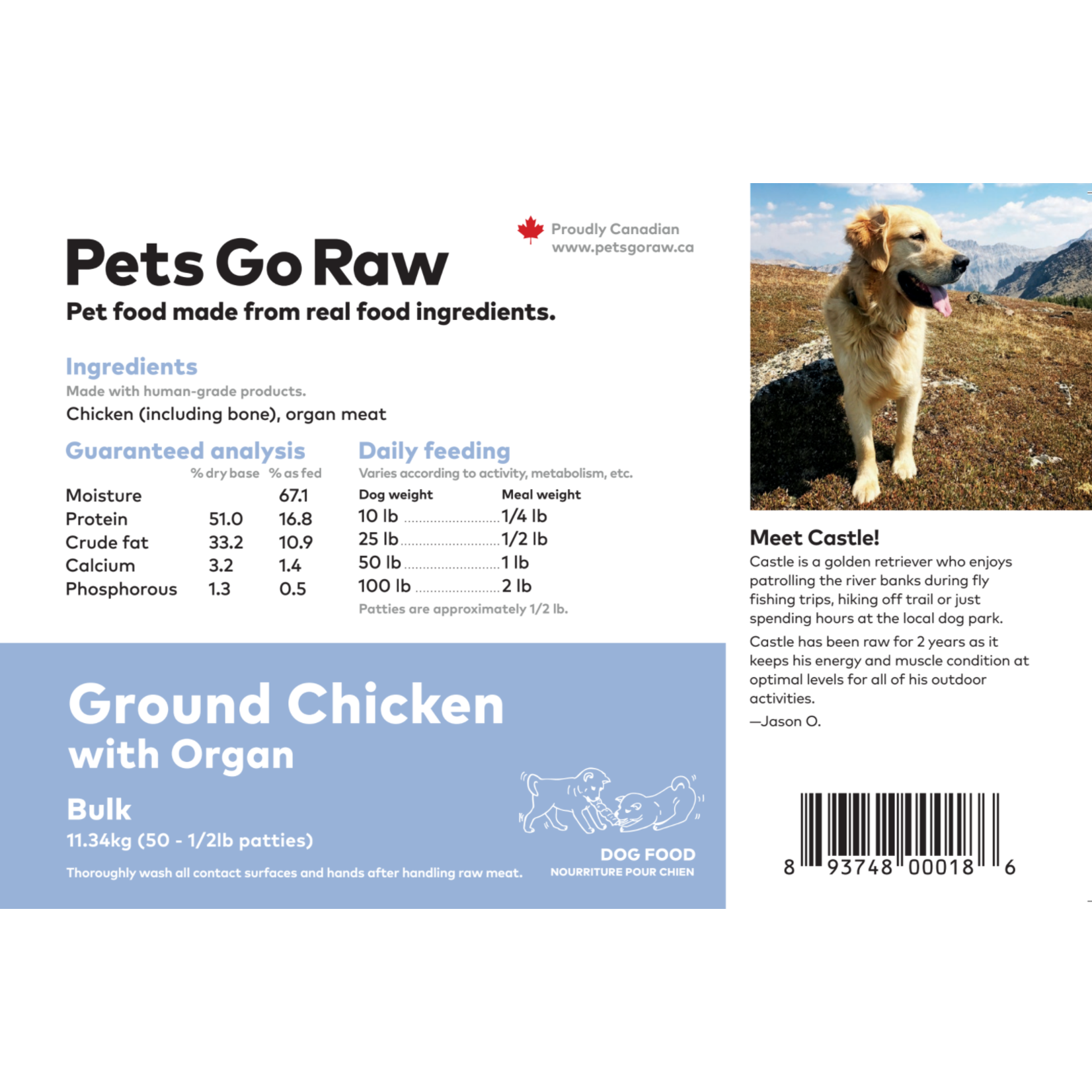 Pets Go Raw Ground Chicken With Organ Meat - 24lb Bulk