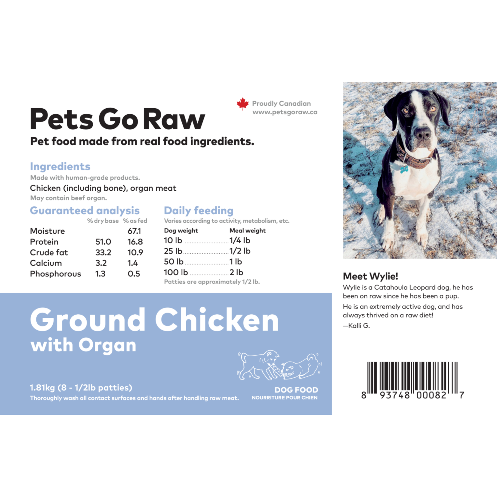 Pets Go Raw Ground Chicken with Organ Meat - 4lb Package