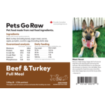 Pets Go Raw Beef/Turkey Blend Full Meal - 4lb Package