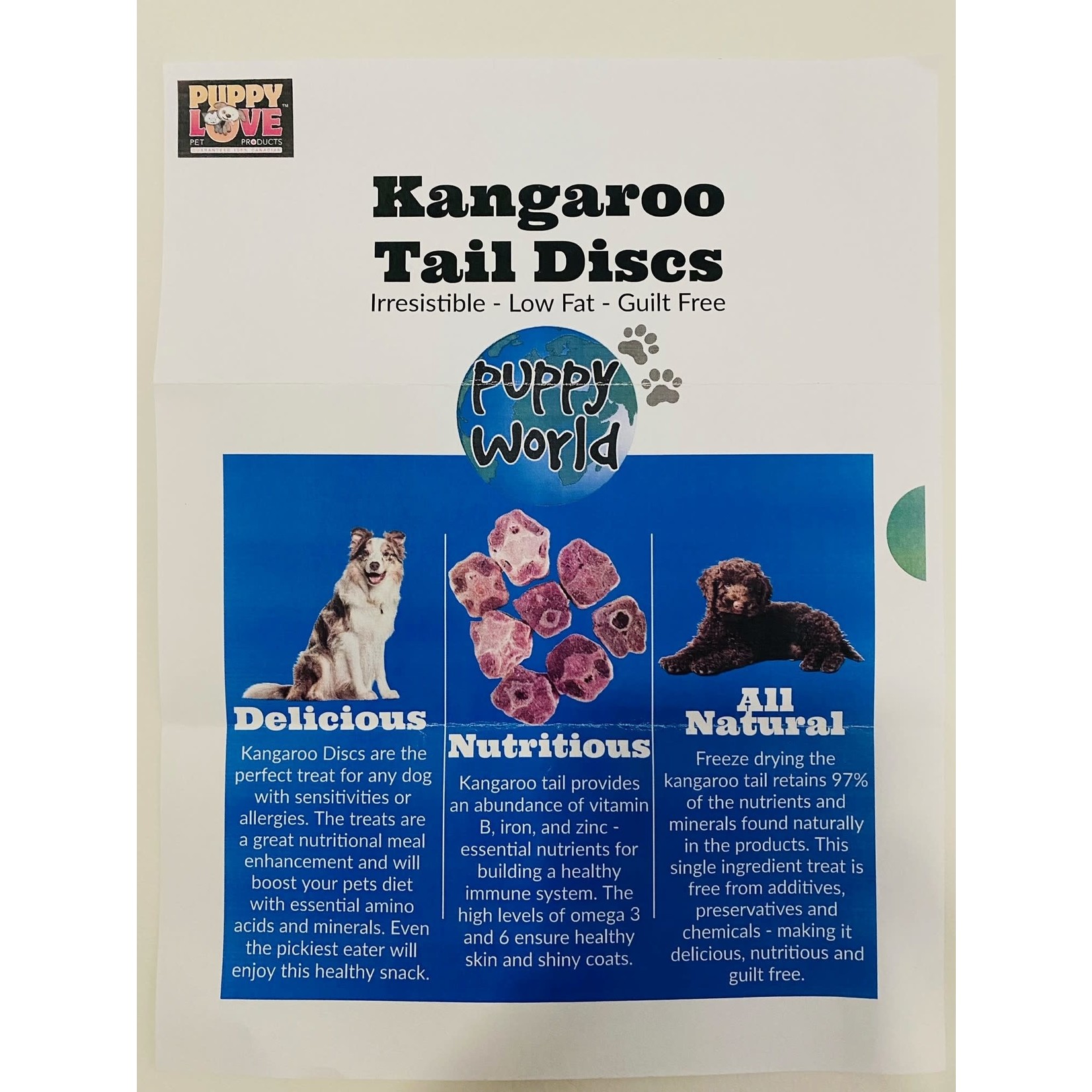 Puppy Love Freeze Dried Kangaroo Tail 120g