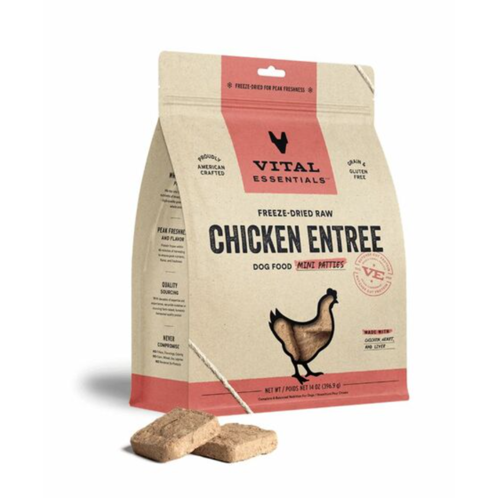 Vital Essentials Freeze Dried Raw Chicken Entree Mini Patties 14OZ