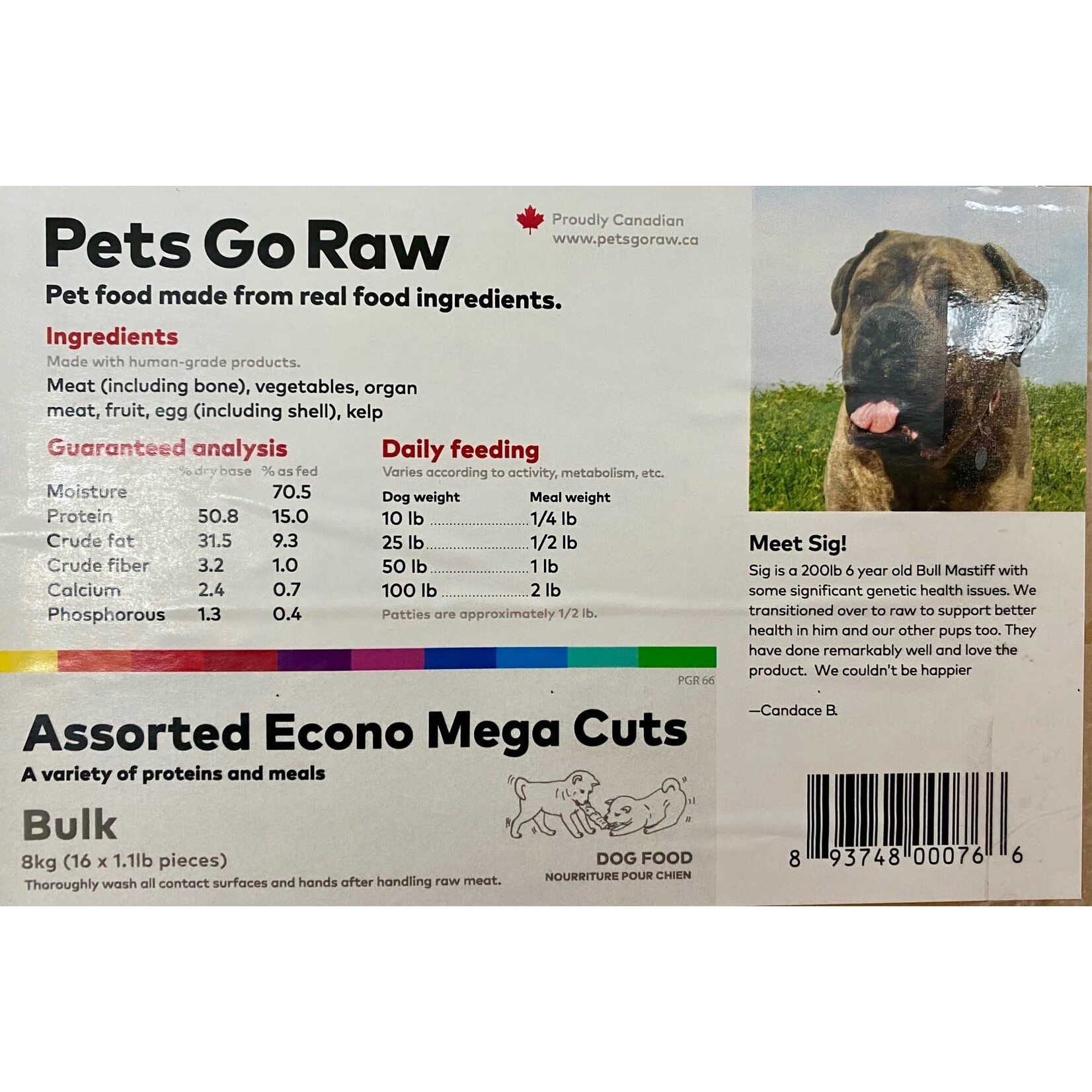 Pets Go Raw Mega Econo 17.6 lb ( 16 X 1.1lb pieces)