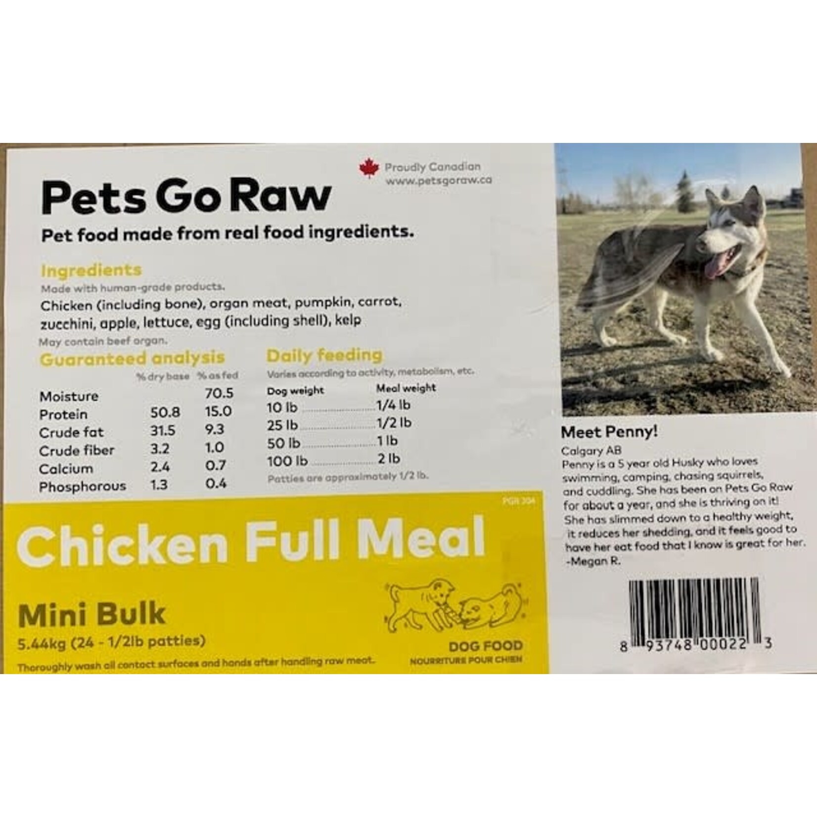 Pets Go Raw Chicken Full Meal - Mini Bulk 12lb Box