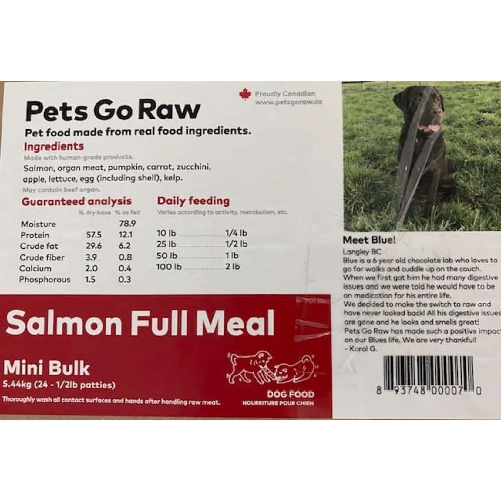 Pets Go Raw Salmon Full Meal - Mini Bulk 12lb Box