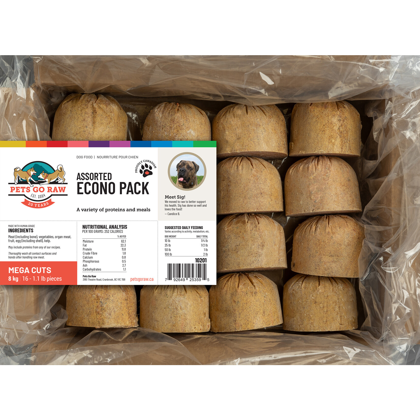 Pets Go Raw Mega Econo 17.6 lb ( 16 X 1.1lb pieces)