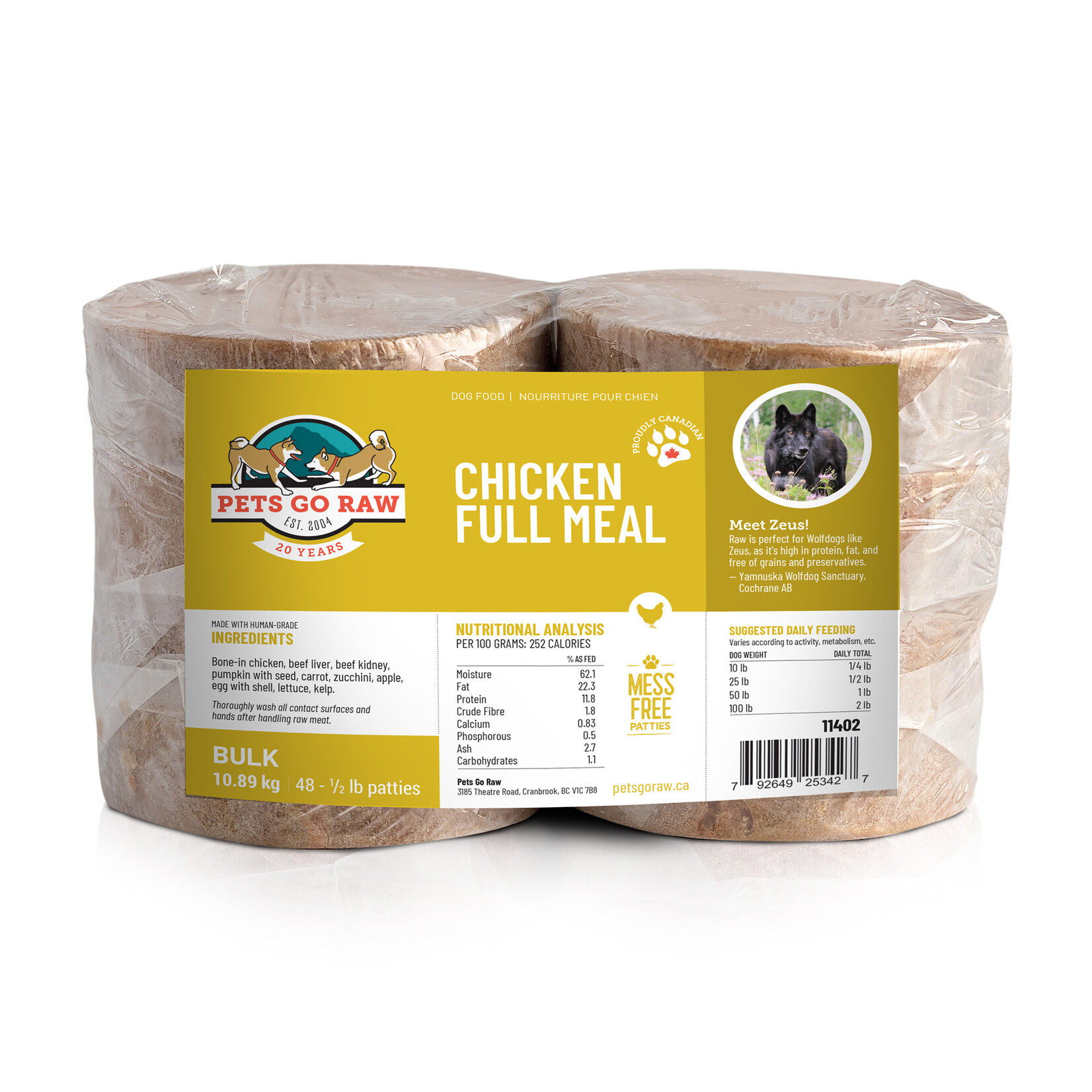 Pets Go Raw Chicken Full Meal - 4lb Package
