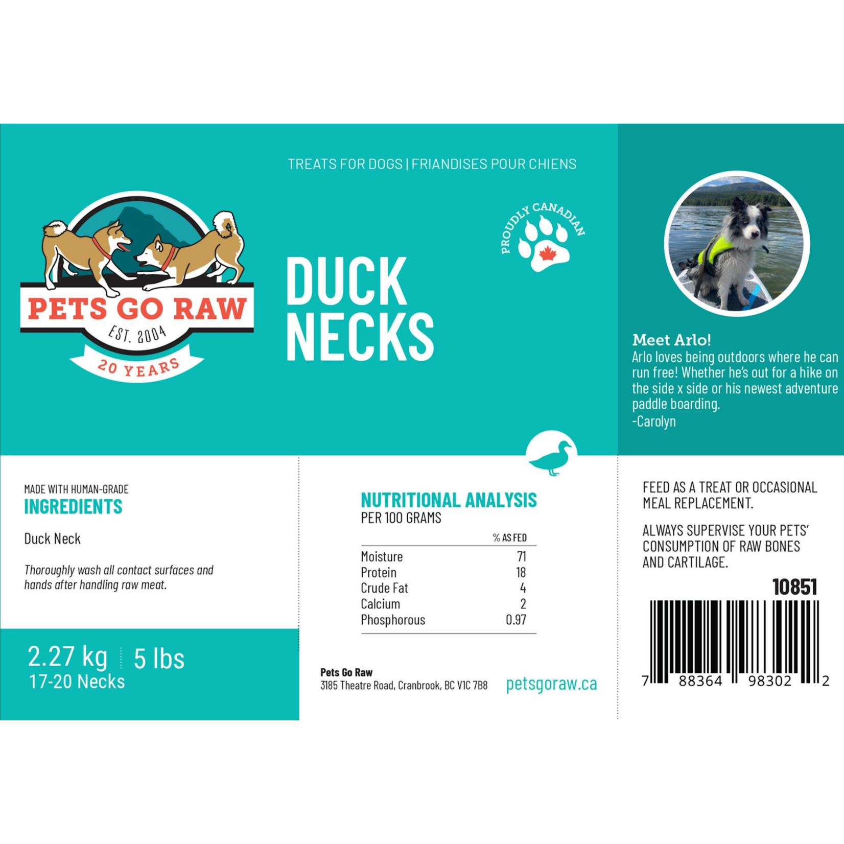 Pets Go Raw Duck Necks 5lbs