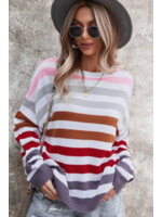 Esley Blush Multi Stripe Sweater