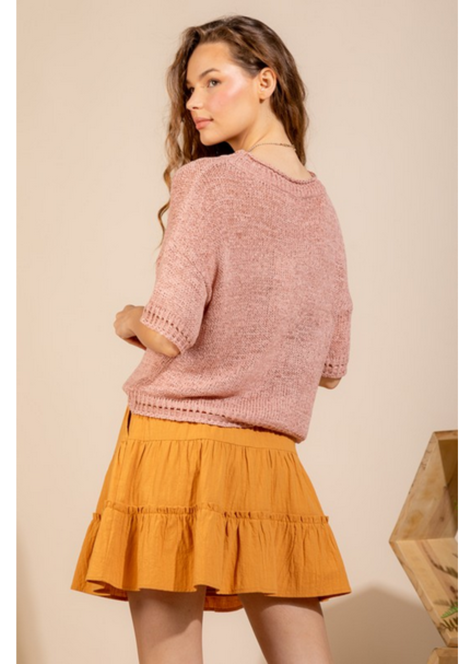Very J Blush Knit Sweater