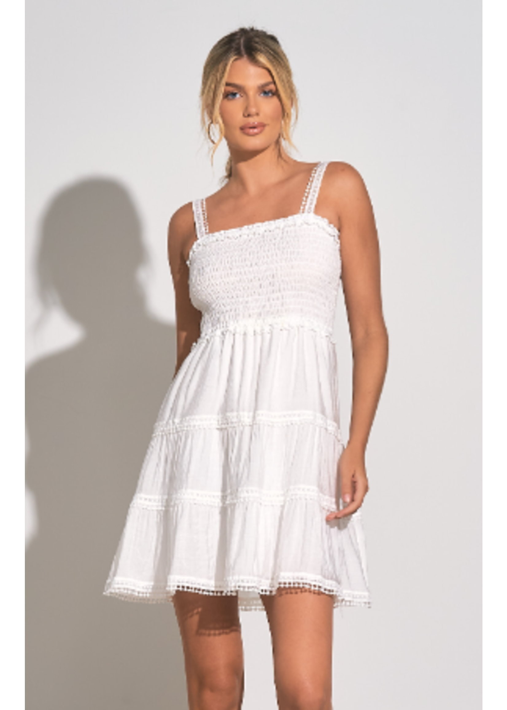 Hamptons Forever Smocked Dress In White • Impressions Online Boutique