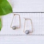 Baizaar Brass Trapeziod Stone Earring